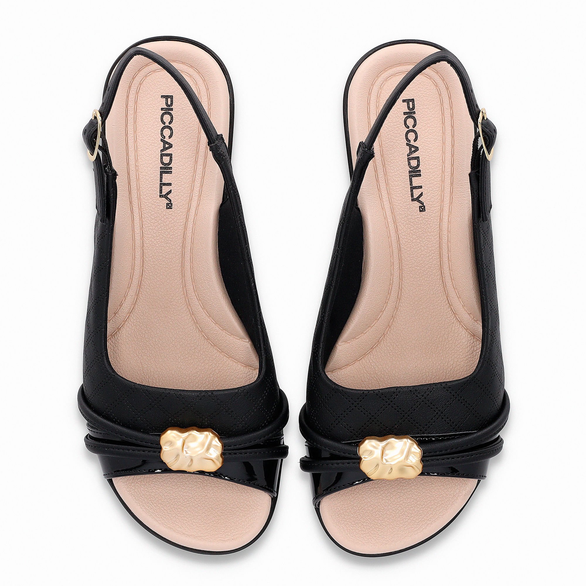 Slingback Camila Rasteira Preto Preto 5