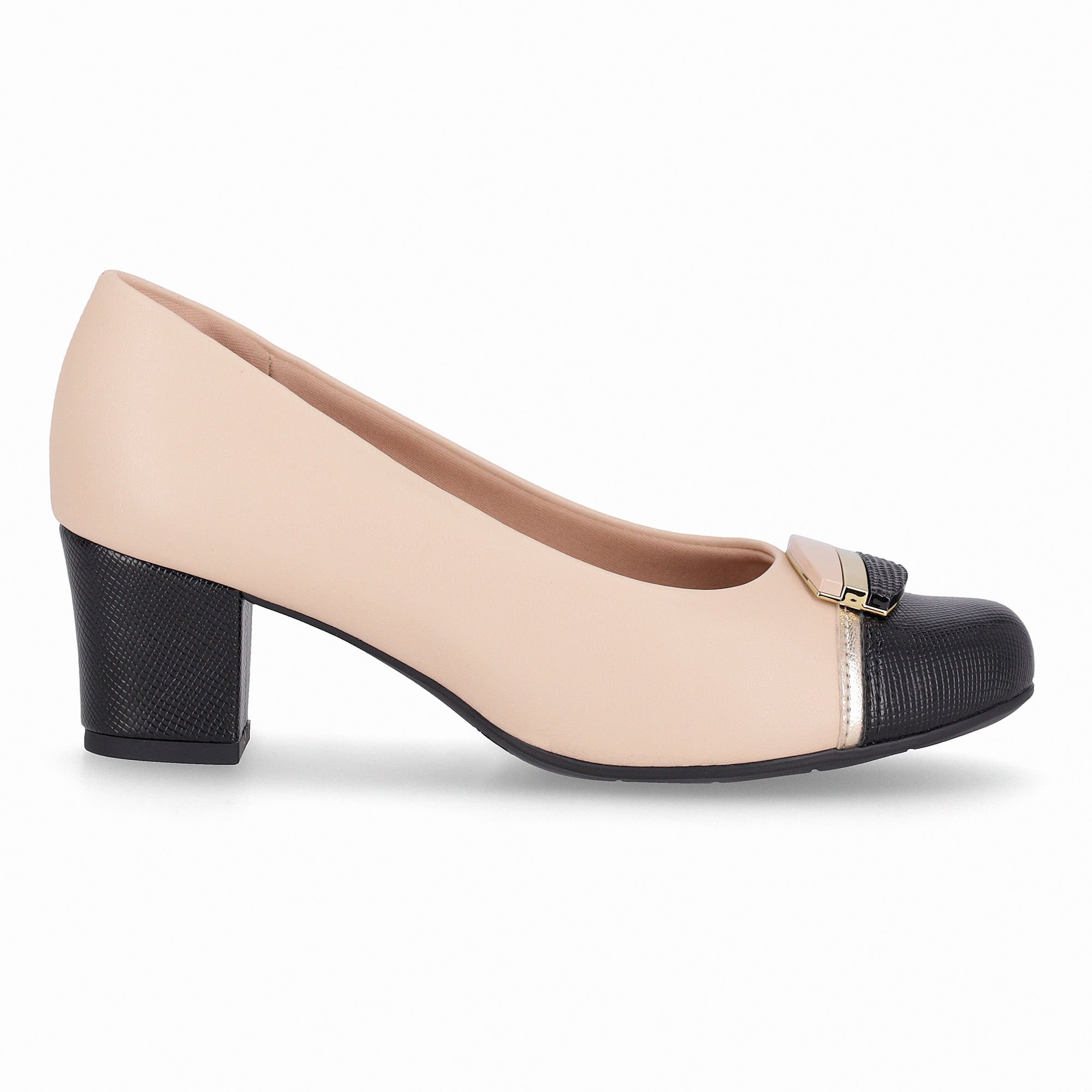 Scarpin Laura Salto Médio Brule com Preto