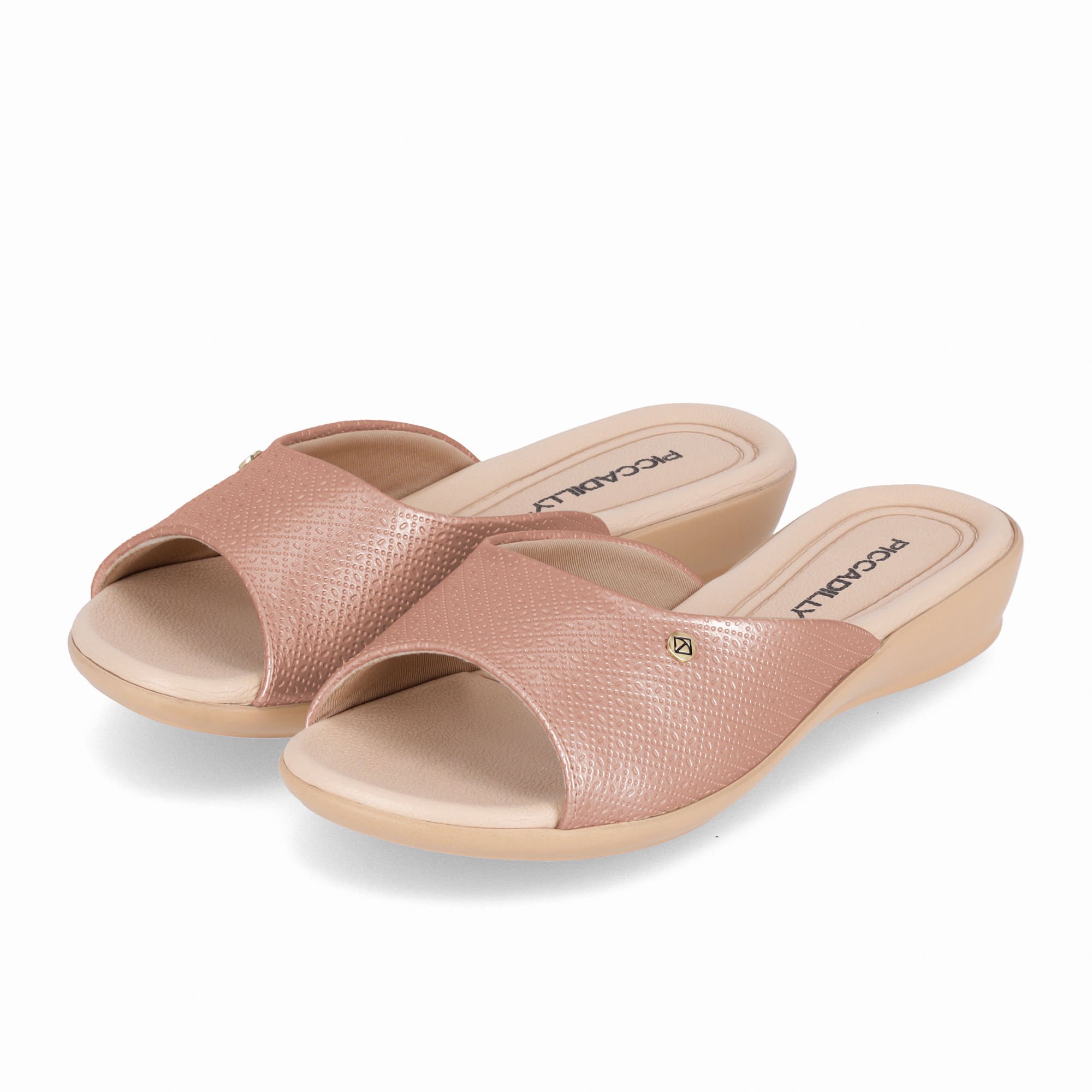 Tamanco Camila Rasteira Ouro Rosado Rosa 2