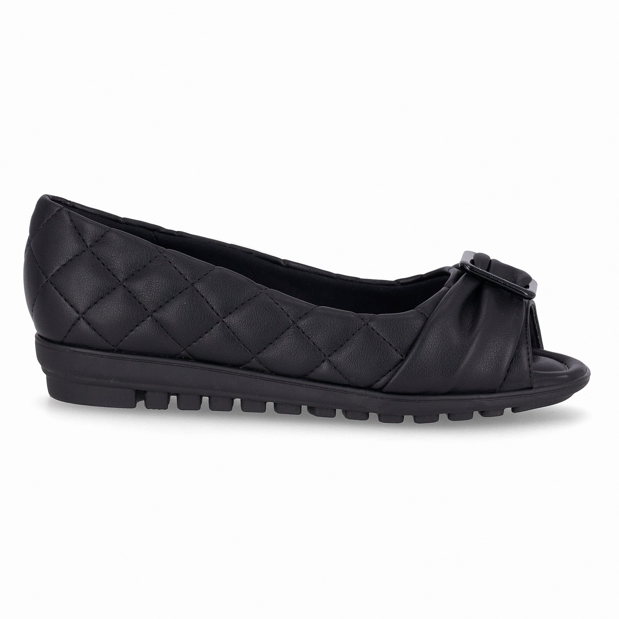 Peep Toe Aline Anabela Baixo Preto
