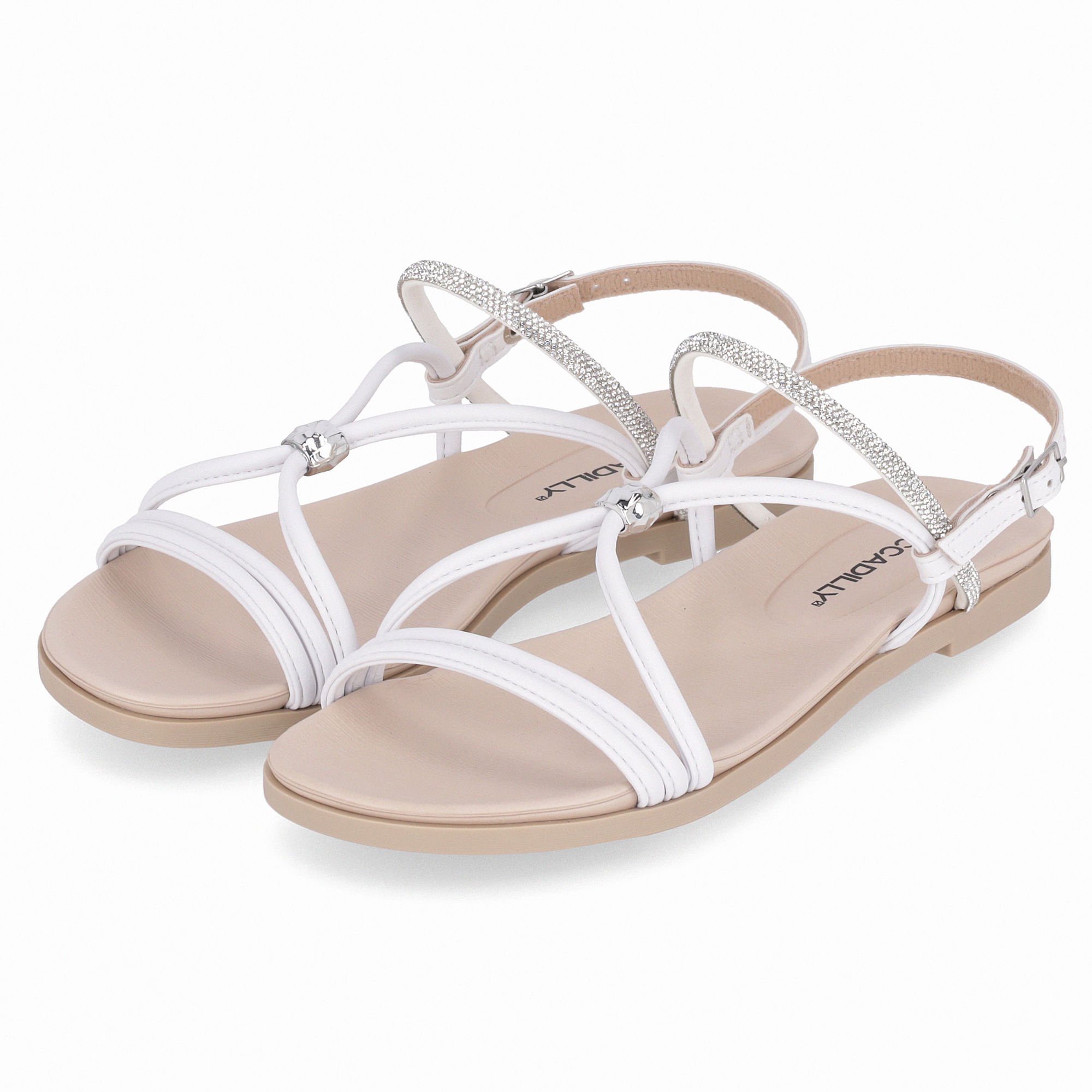 Rasteirinha Mari Branco Neve com Cristal Branco 2