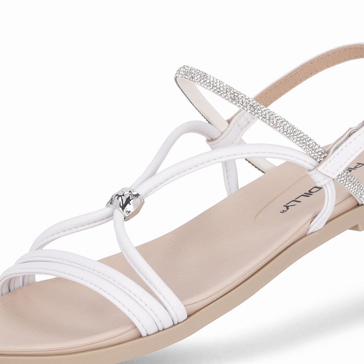 Rasteirinha Mari Branco Neve com Cristal Branco 4