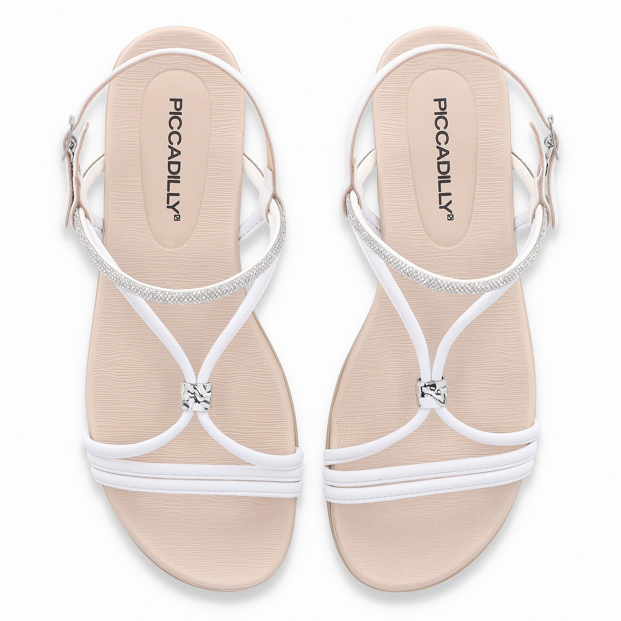 Rasteirinha Mari Branco Neve com Cristal Branco 5