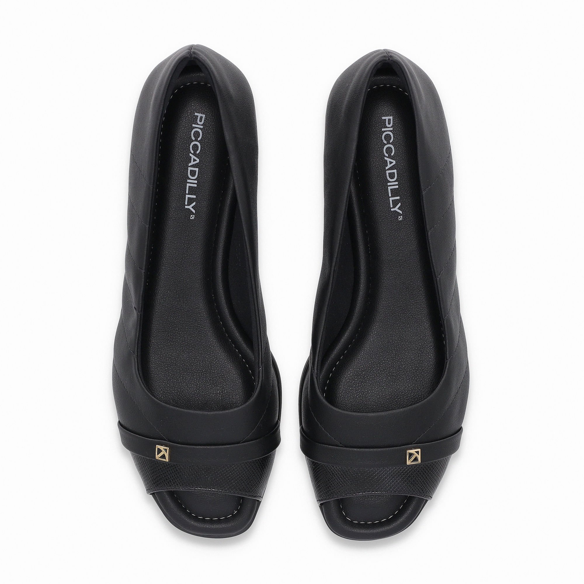 Sapato Peep Toe Anabela Baixo Preto Preto 5