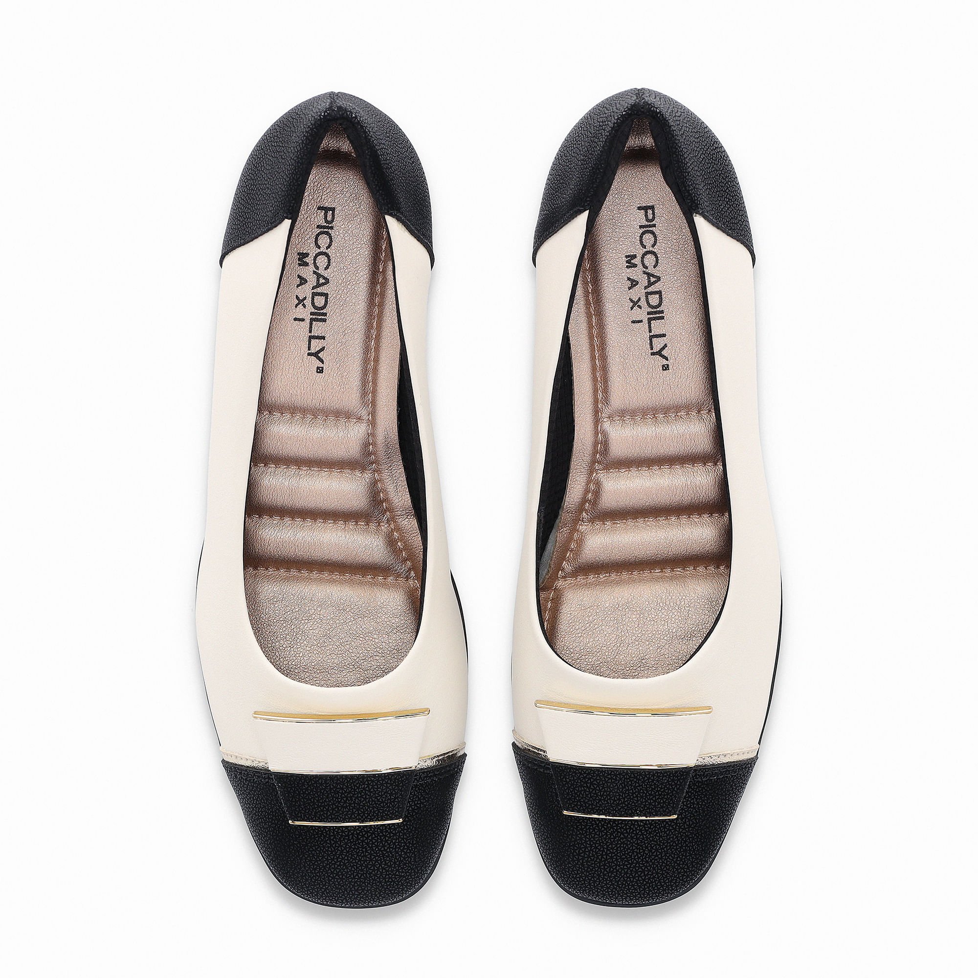 Sapato Anabela Médio Off White com Preto Preto/Branco 6