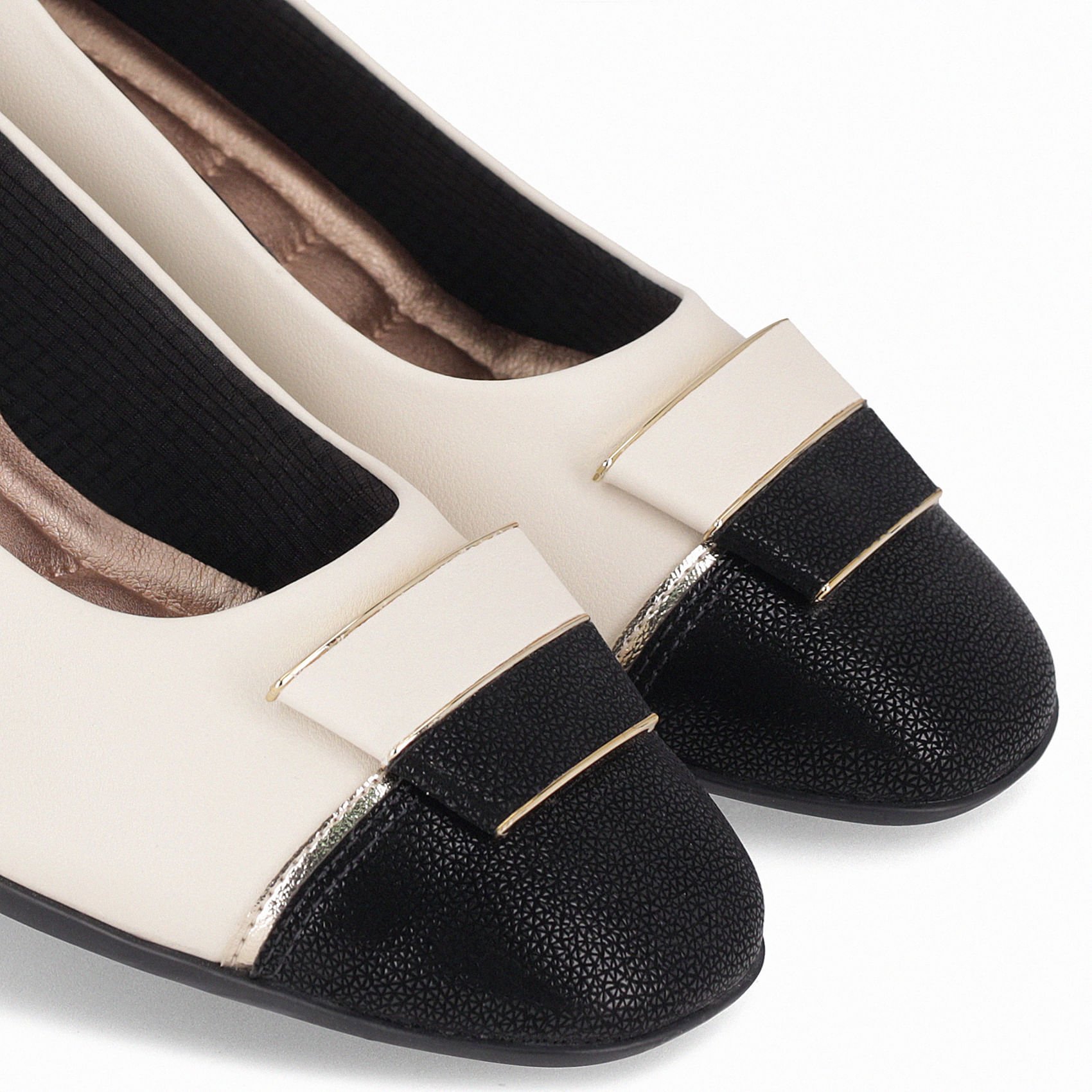 Sapato Anabela Médio Off White com Preto Preto/Branco 5