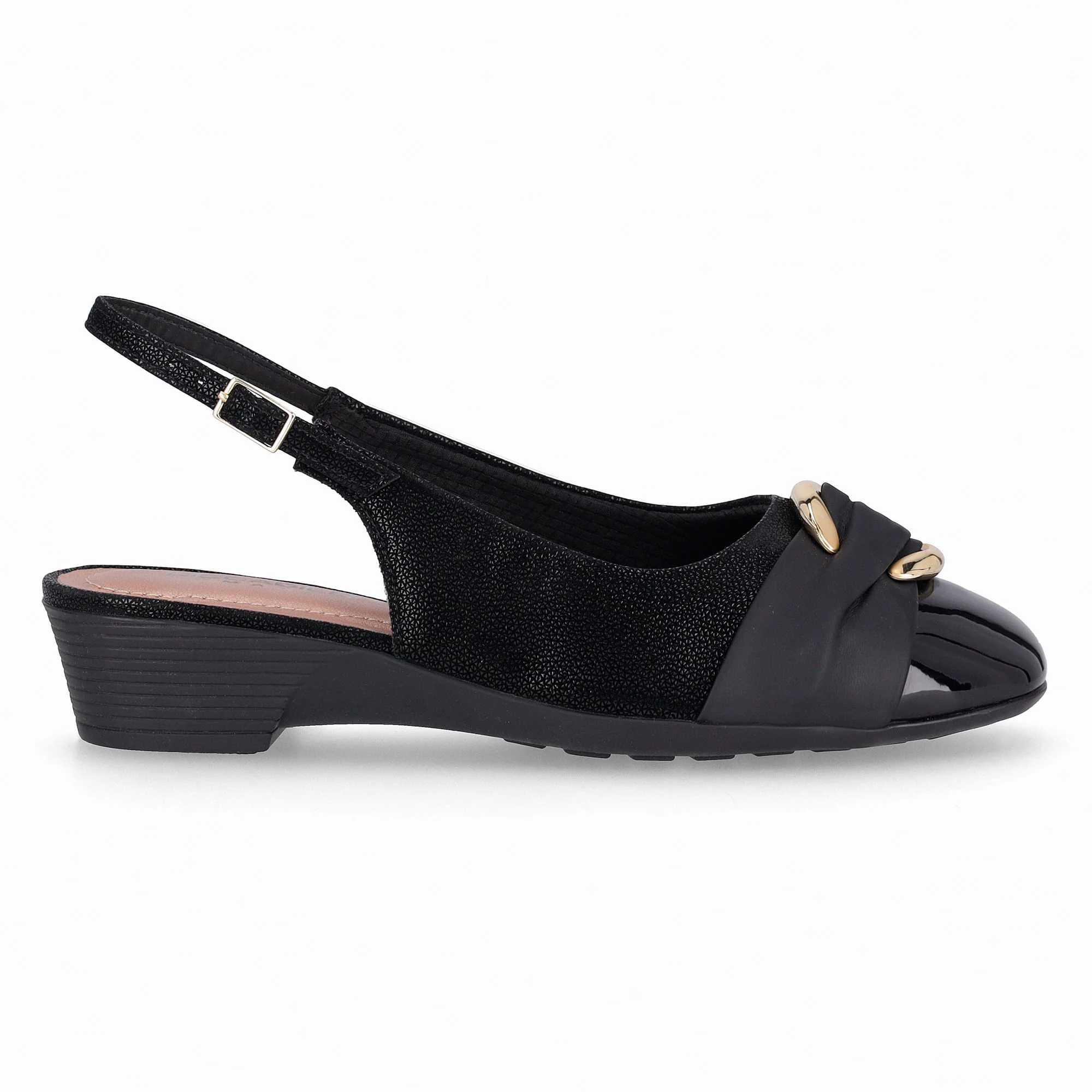 PICCADILLY MAXI - Sapato Slingback Anabela Médio Preto