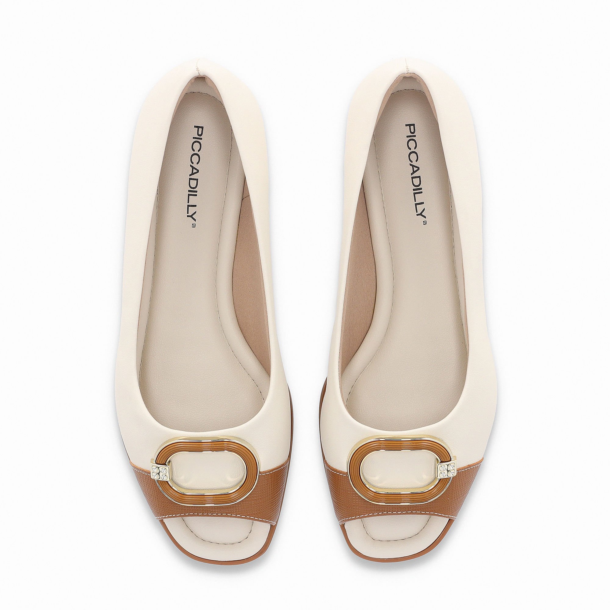 Peep Toe Aline Anabela Baixo Off White com Mascavo Mascavo/Off White 5