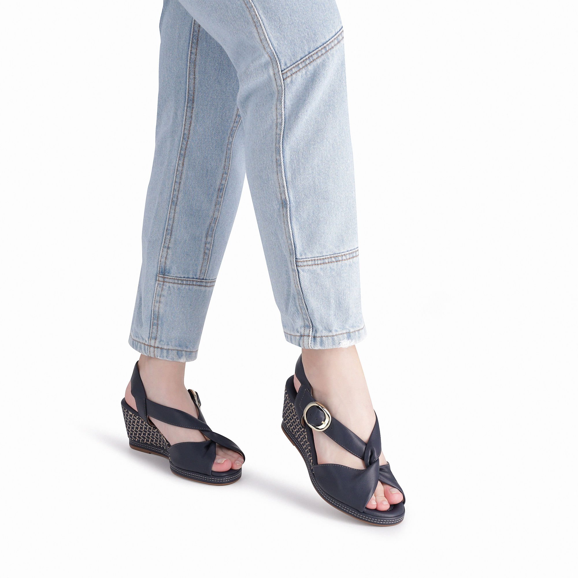 Sandália Alice Anabela Alto Navy Azul Marinho 3