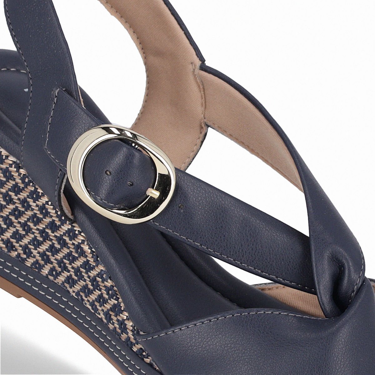 Sandália Alice Anabela Alto Navy Azul Marinho 4