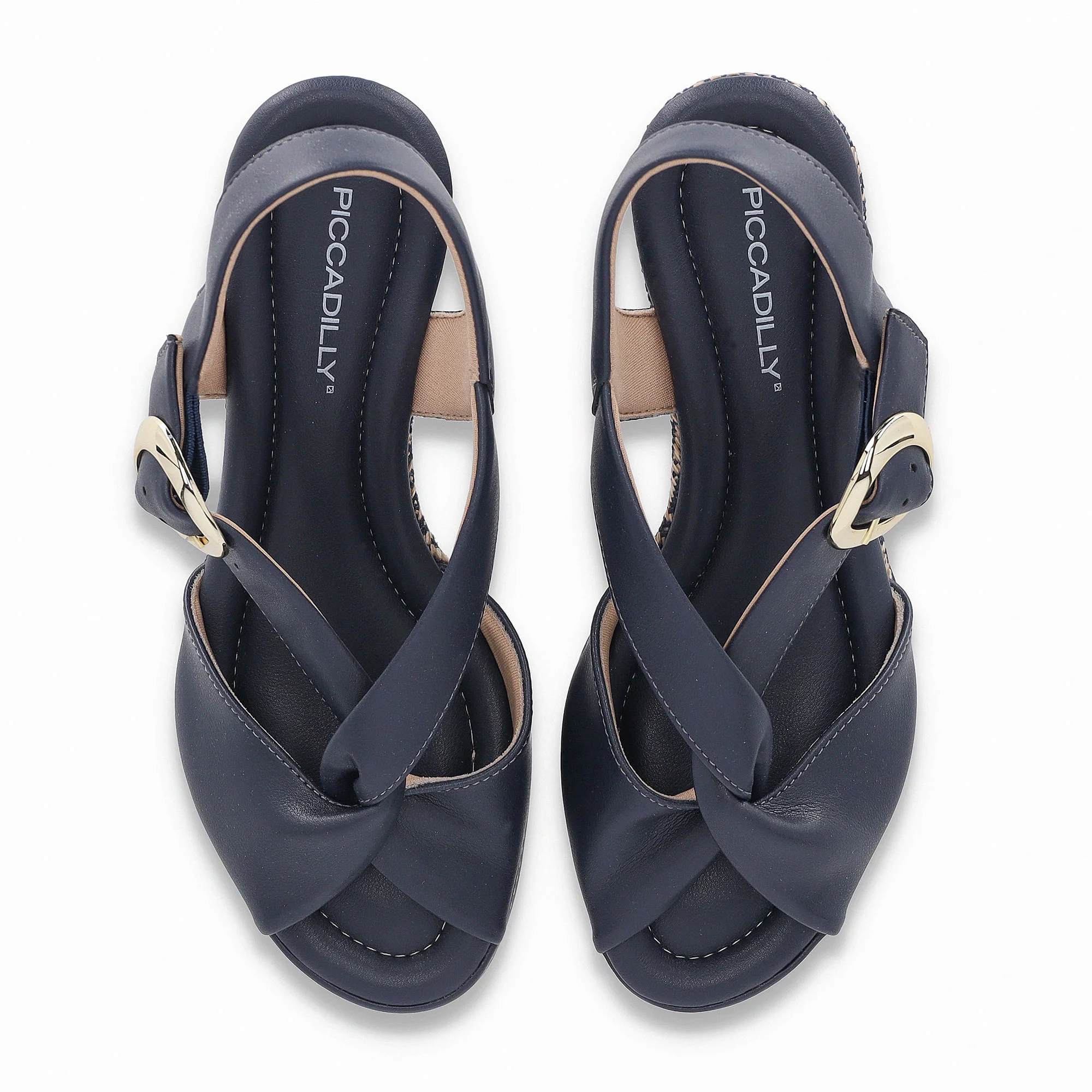 Sandália Alice Anabela Alto Navy Azul Marinho 5