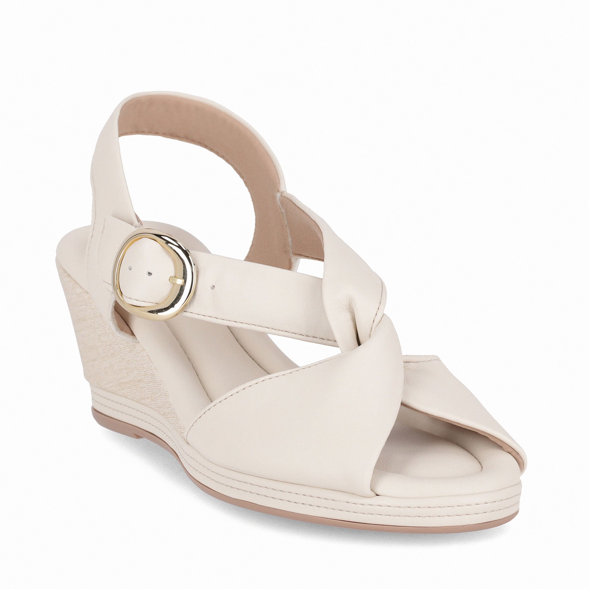 Sandália Alice Anabela Alto Off White Branco 3