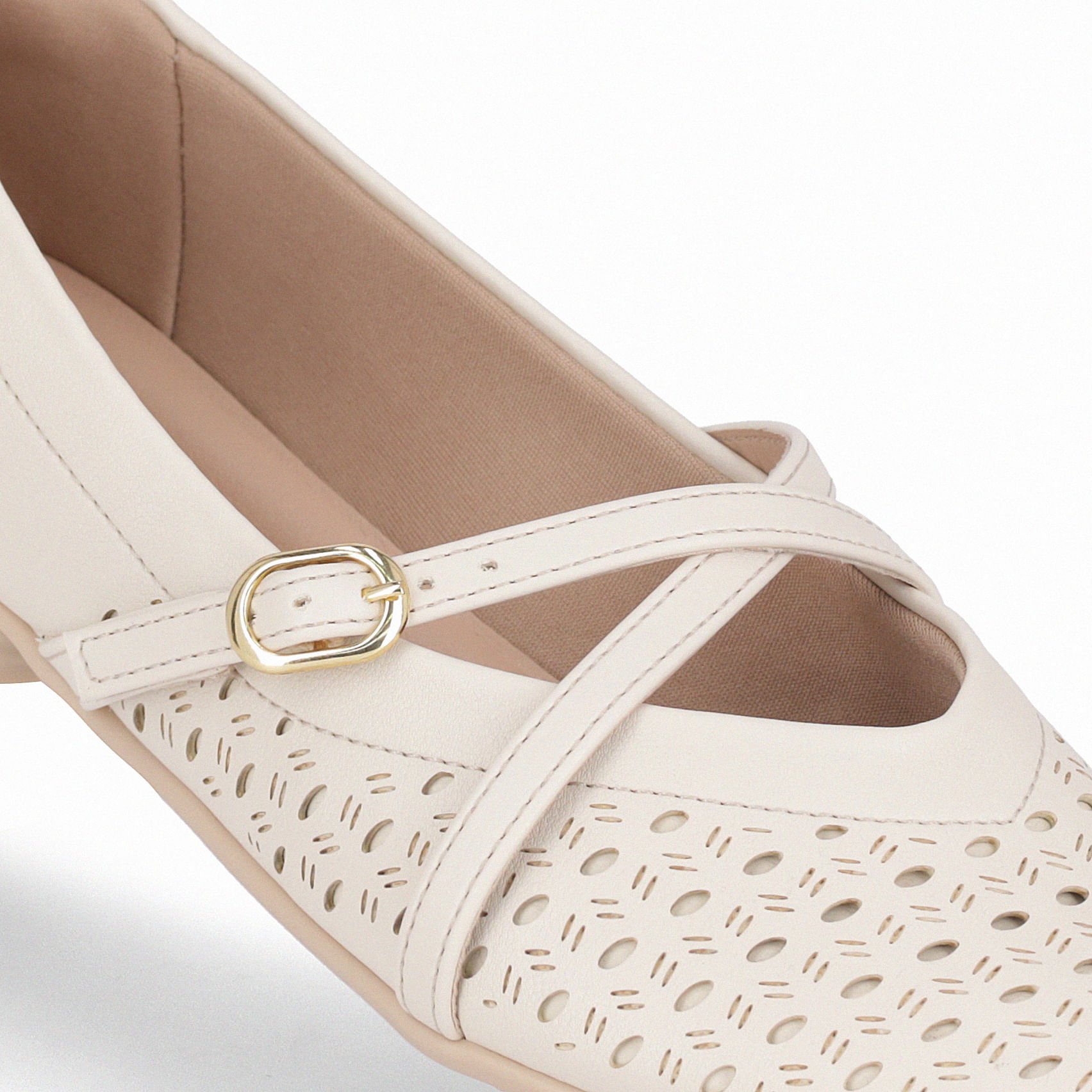 Sapatilha Boneca Raquel Salto Baixo Off White Off White 4