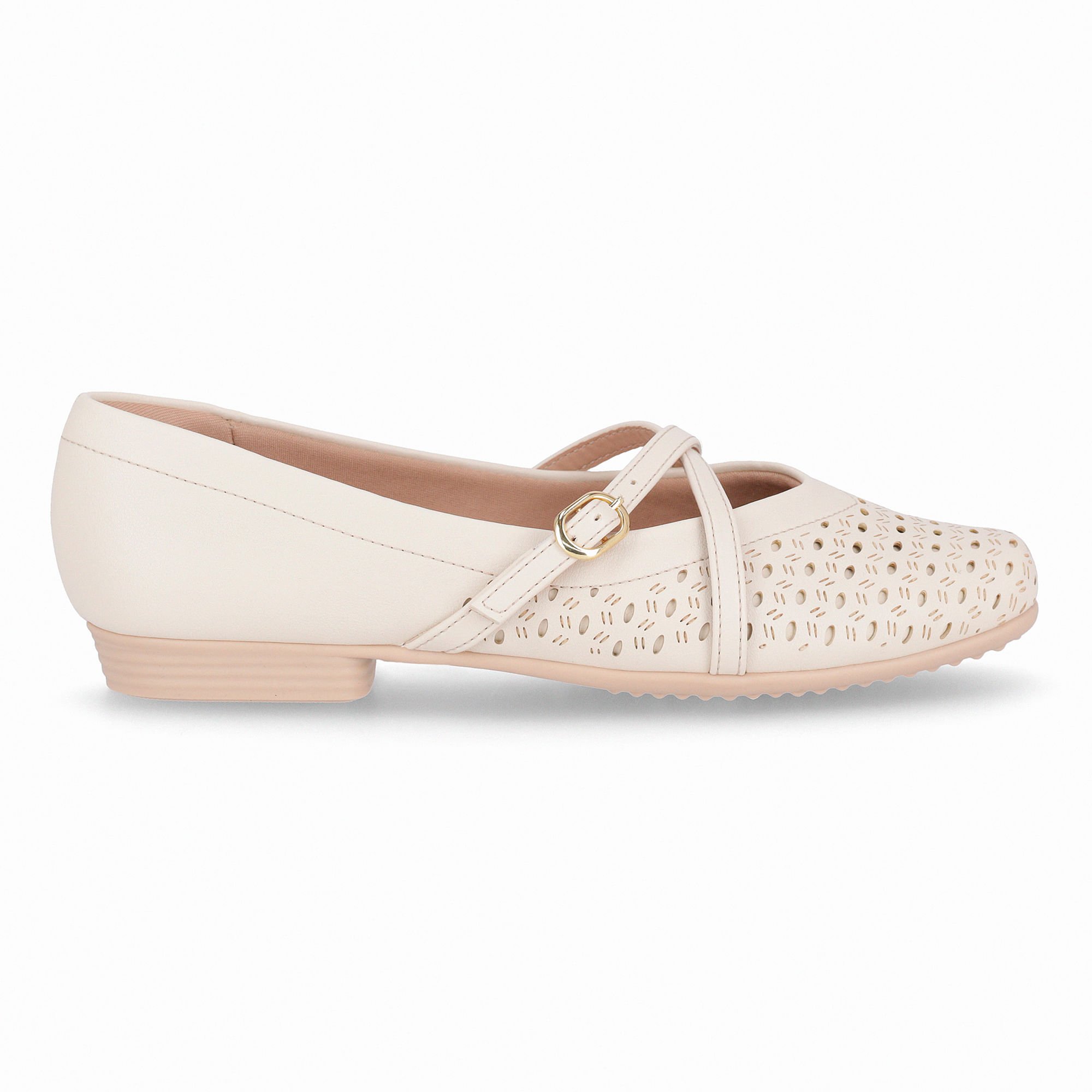 Sapatilha Boneca Raquel Salto Baixo Off White