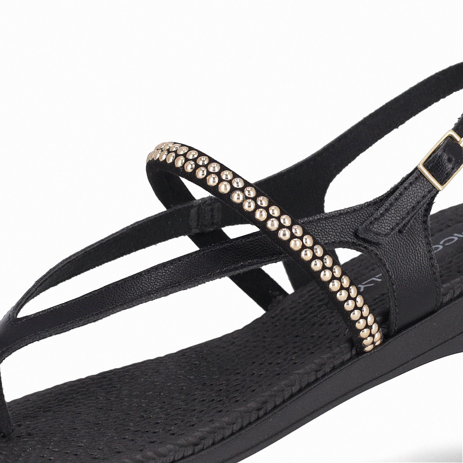 Sandália Rasteirinha Adla  Preto com Ouro Preto 2