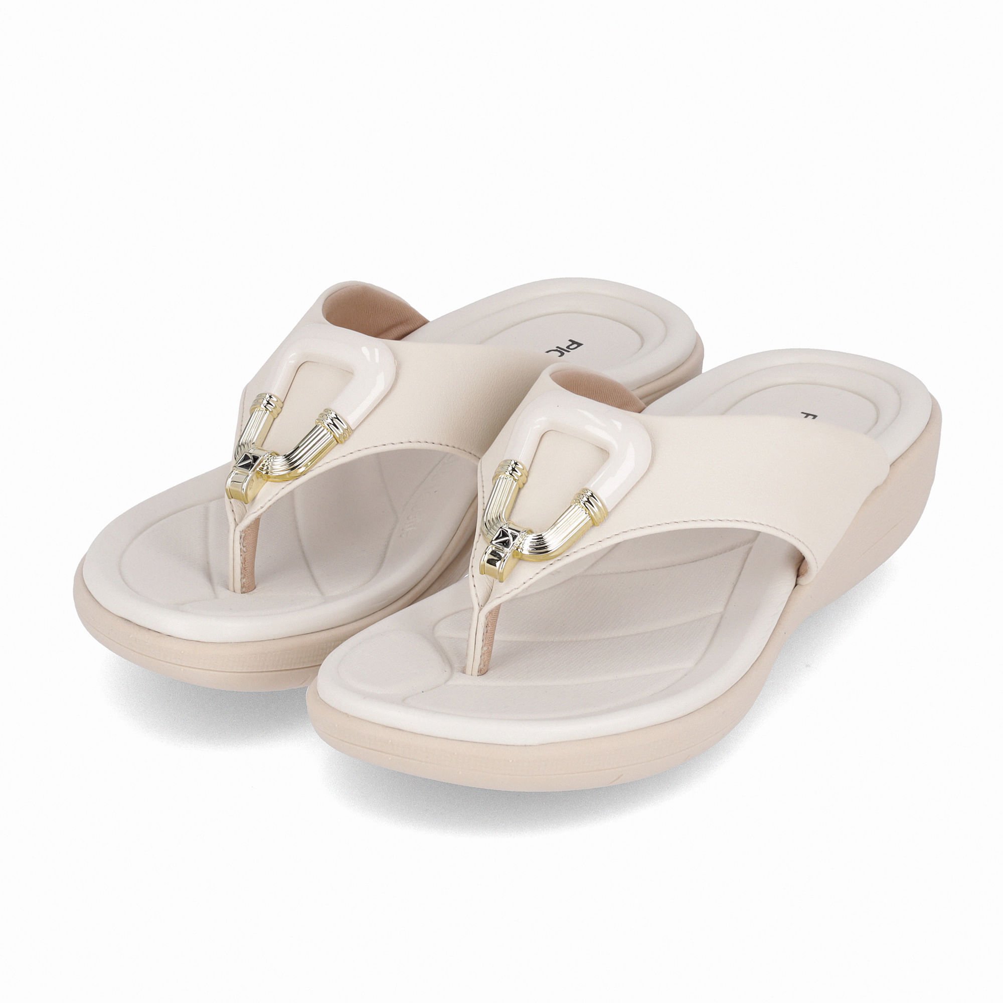 Chinelo Fascite Anabela Médio Off White Branco 2