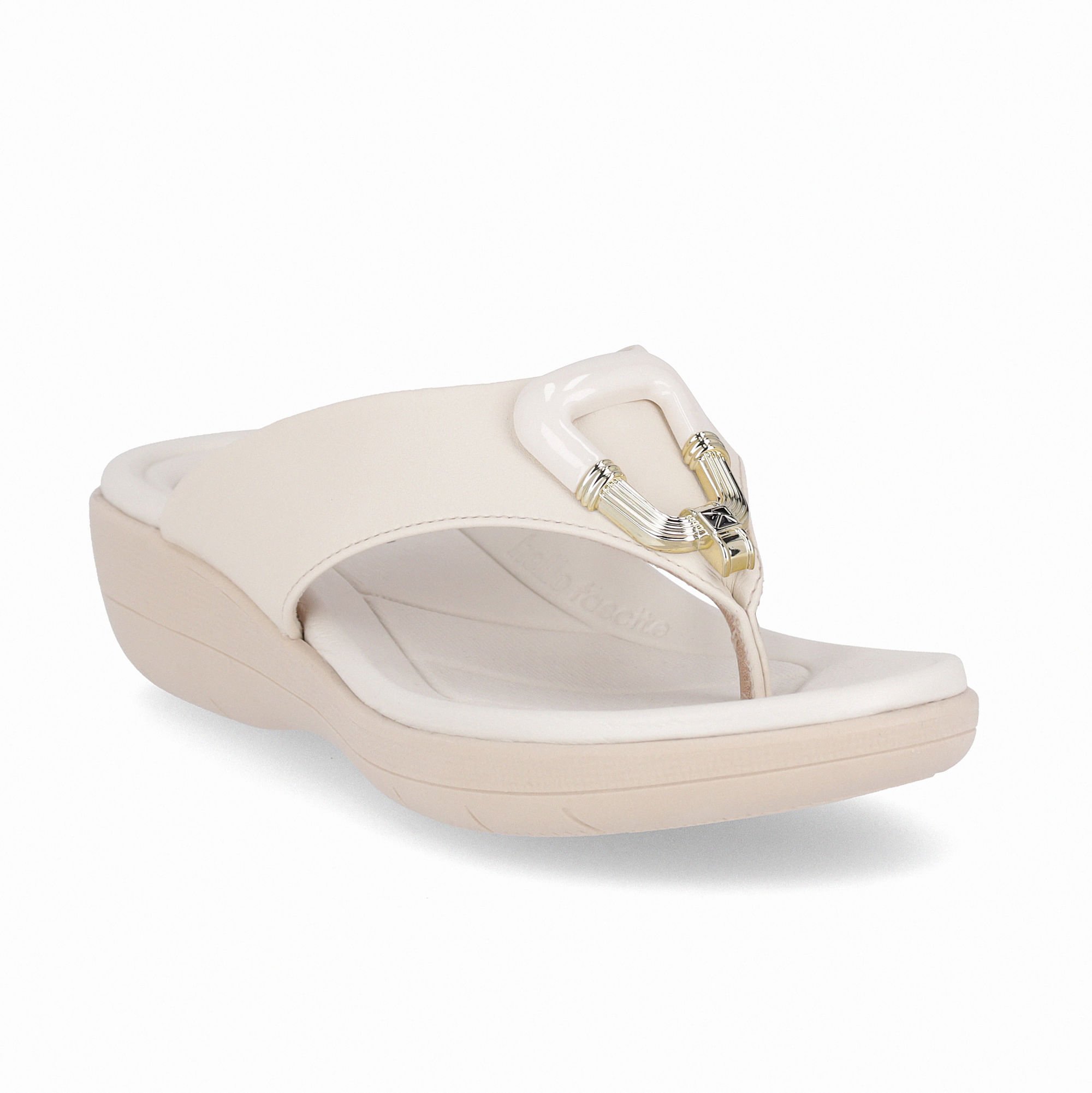 Chinelo Fascite Anabela Médio Off White Branco 4