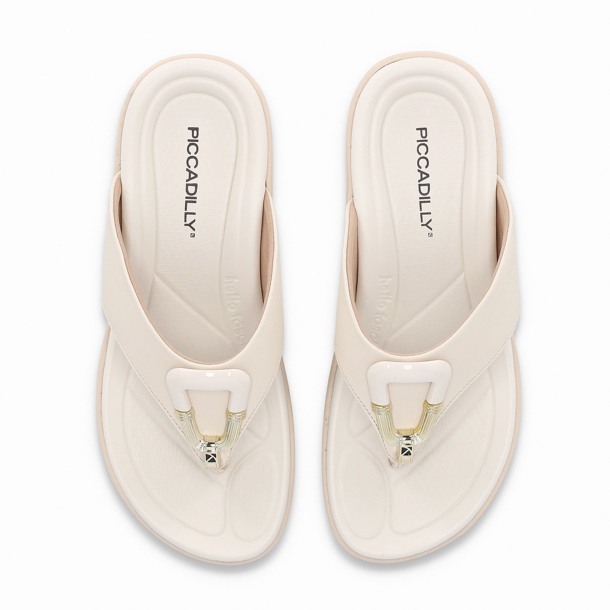 Chinelo Fascite Anabela Médio Off White Branco 5