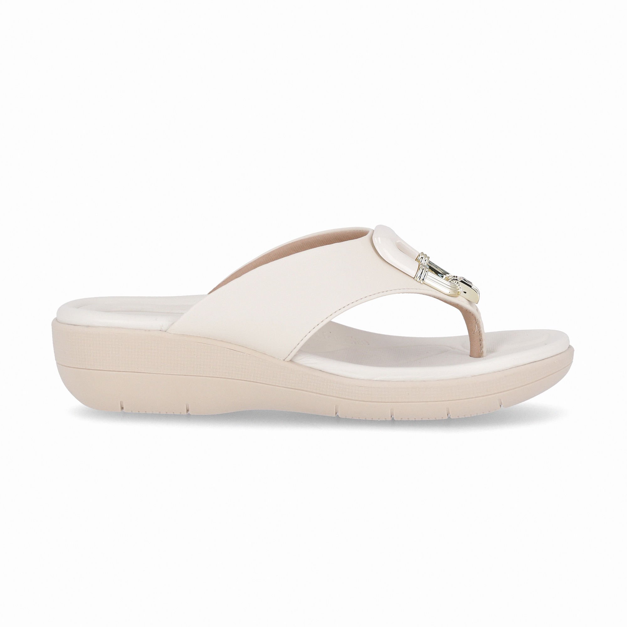 Chinelo Fascite Anabela Médio Off White