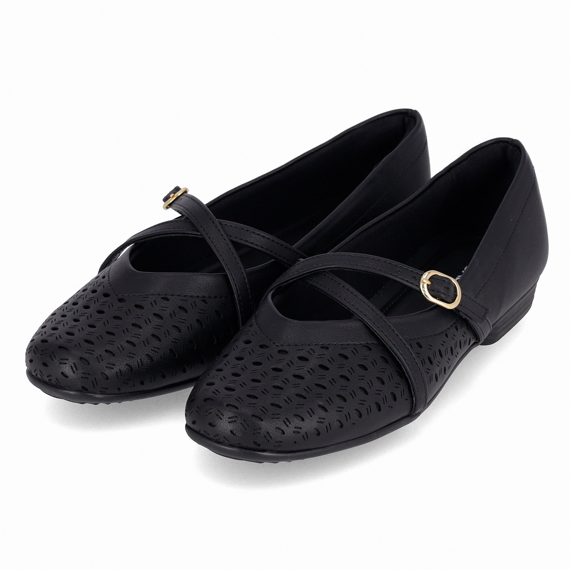 Sapatilha Boneca Raquel Salto Baixo Preto Preto 2