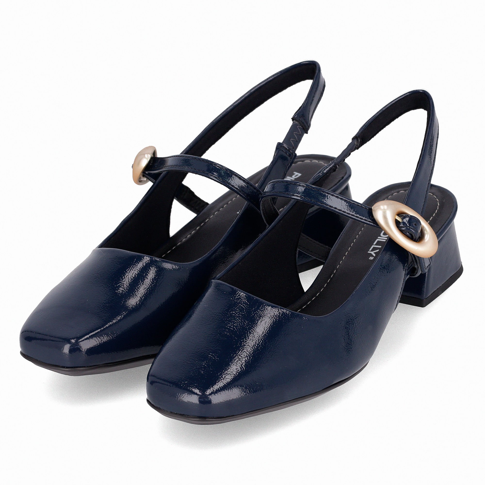 Sapato Slingback Tati Salto Médio Navy Azul Marinho 2
