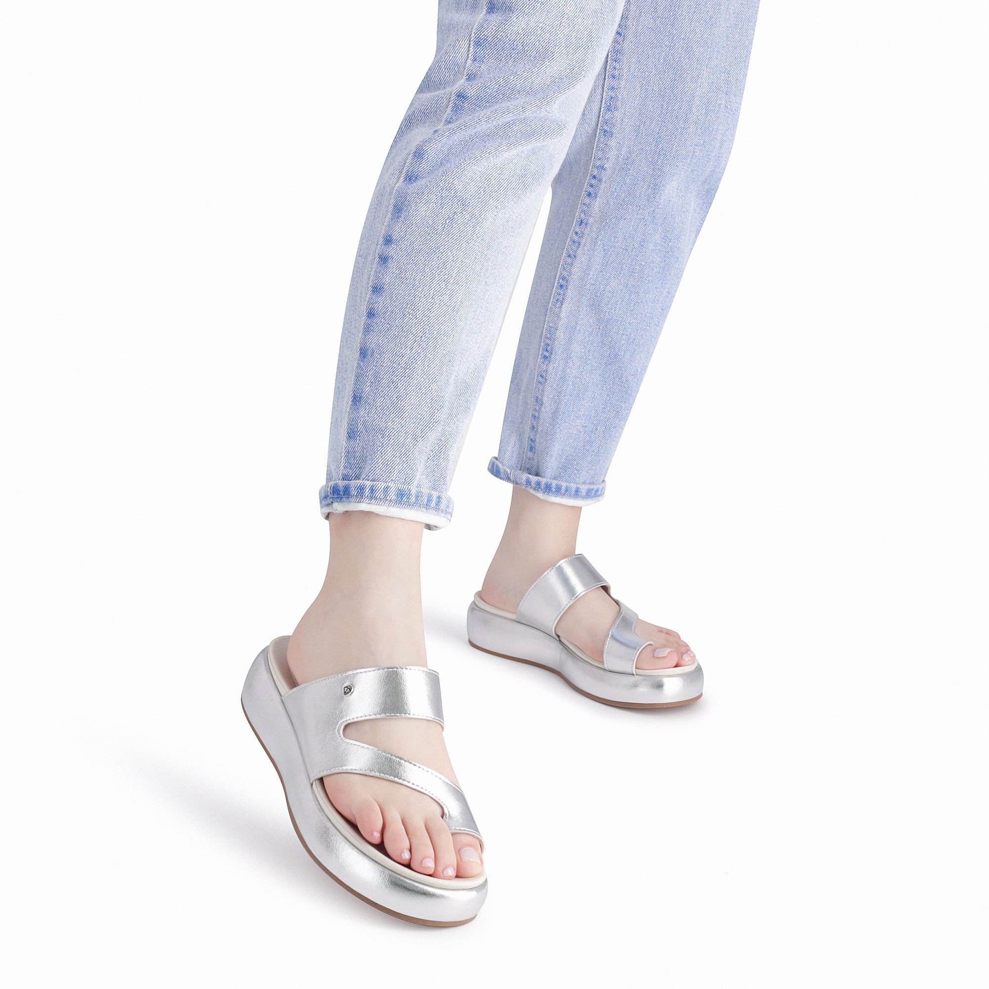 Tamanco Sol Anabela Médio Prata Prata 3