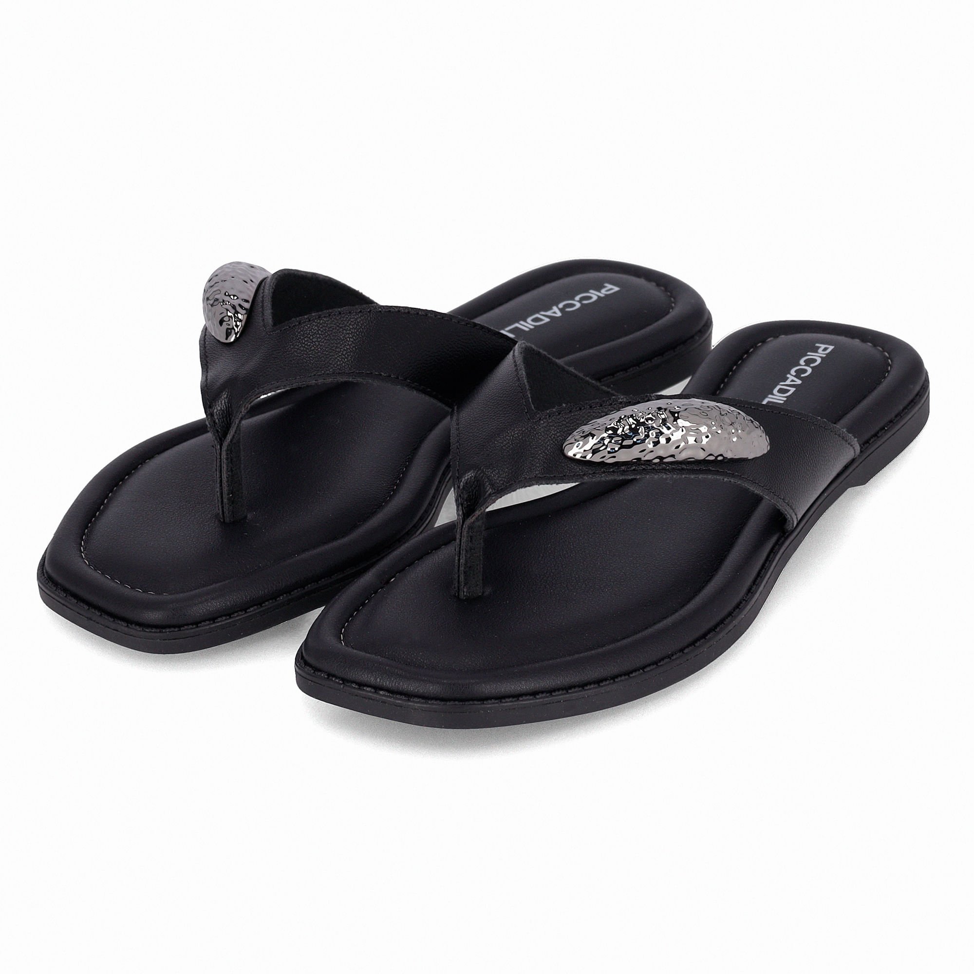 Rasteirinha Gabi Preto Preto/Prata 2