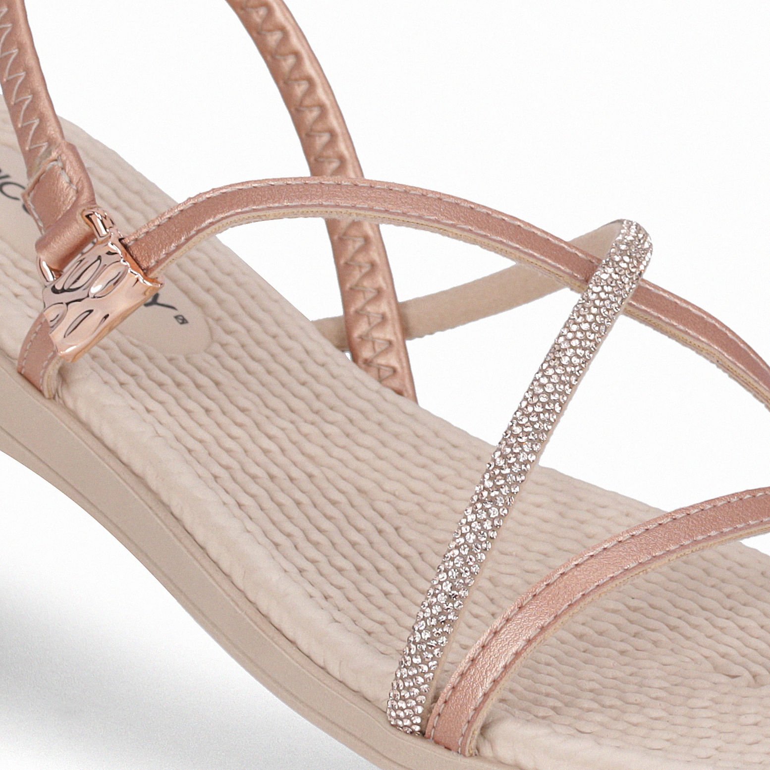 Sandália Rasteirinha Adla Ouro Rosado Rosa 4