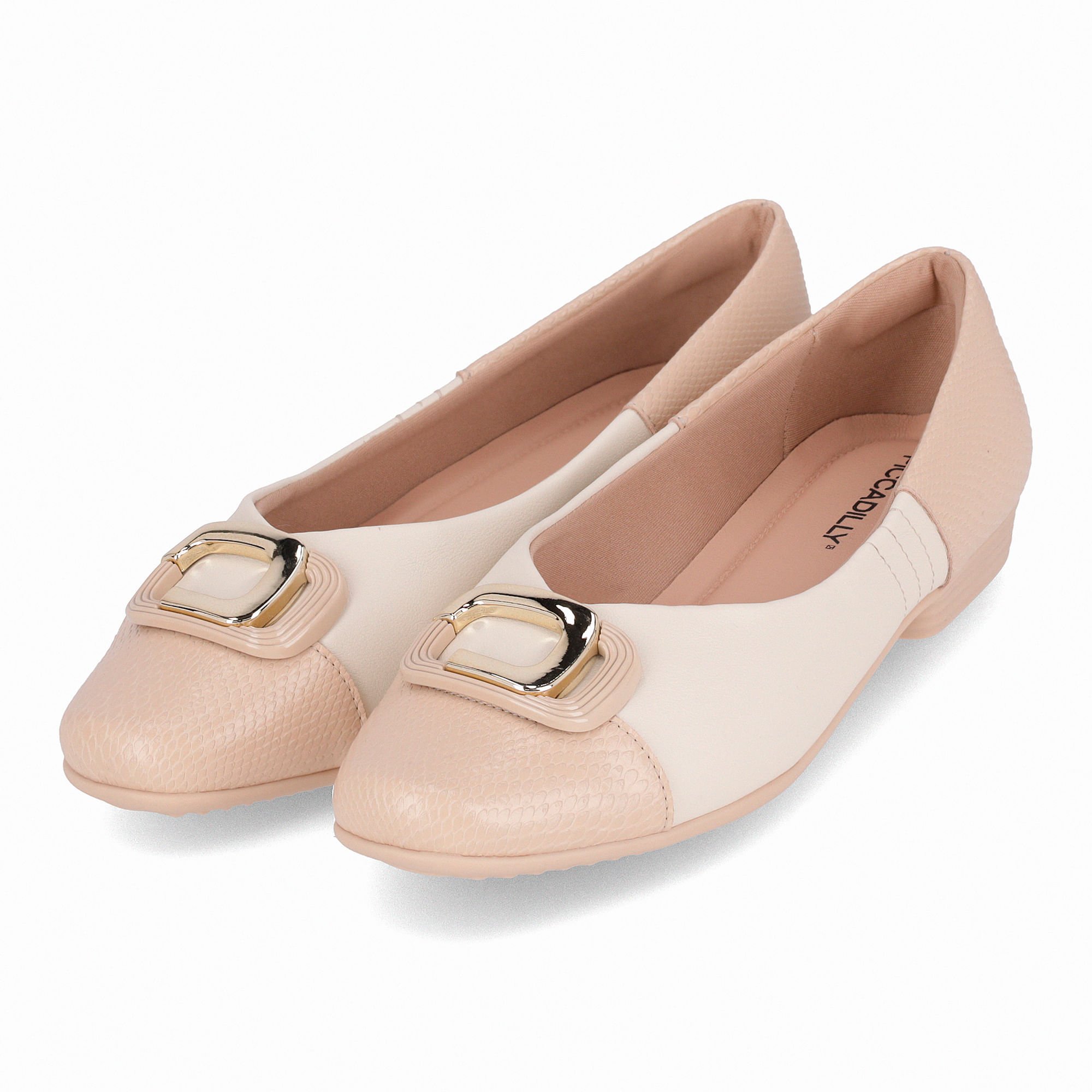 Sapatilha Raquel Salto Baixo Brule com Off White Bege 2