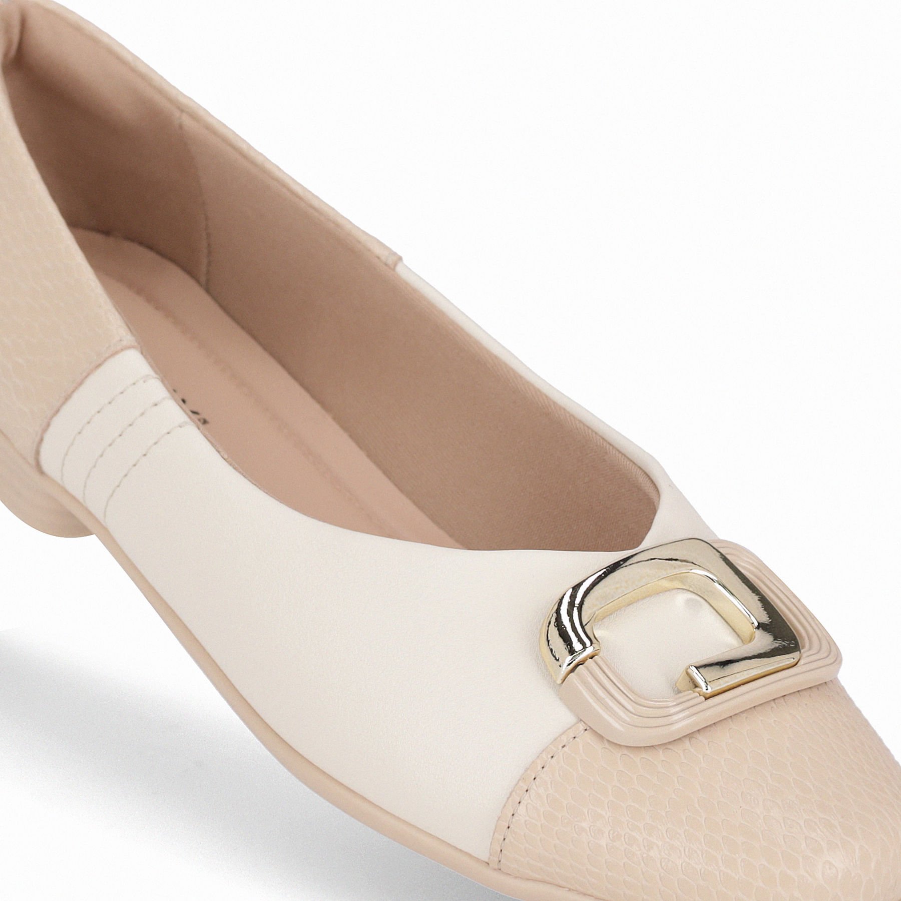 Sapatilha Raquel Salto Baixo Brule com Off White Bege 4