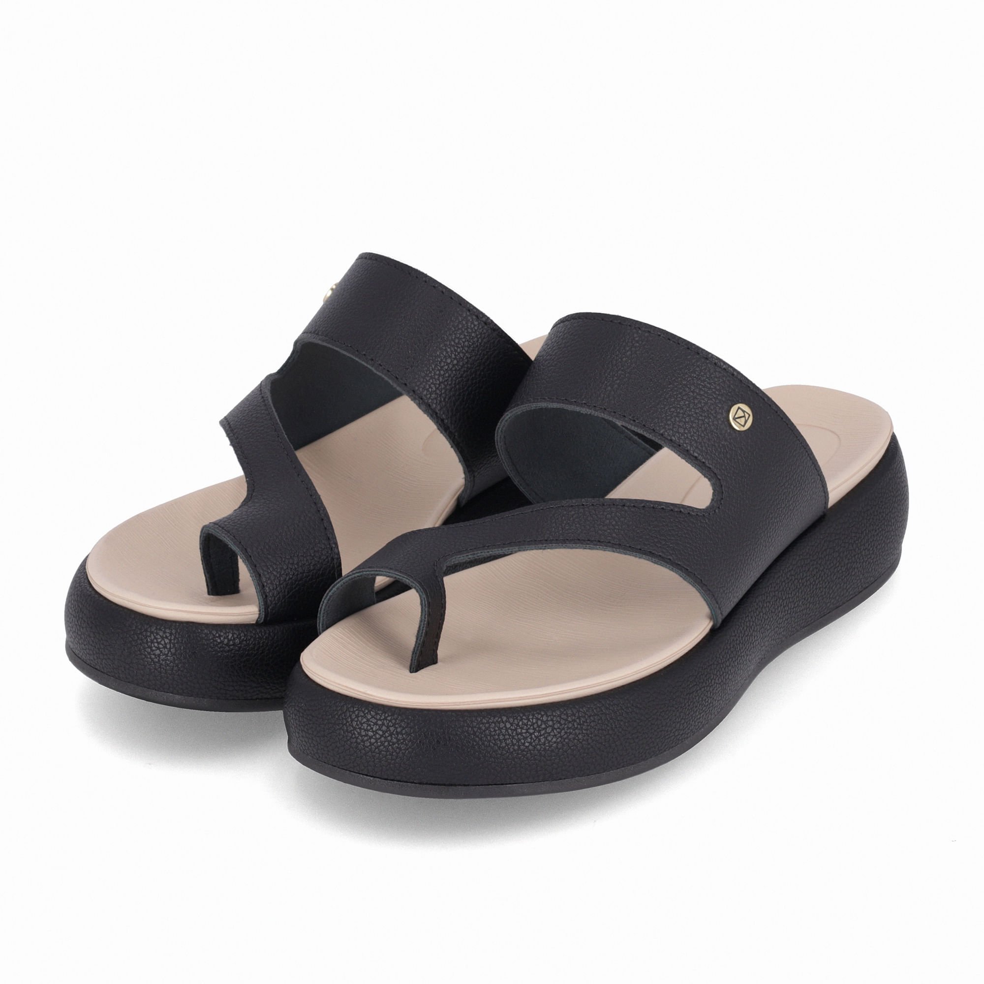 Tamanco Sol Anabela Médio Preto Preto 2