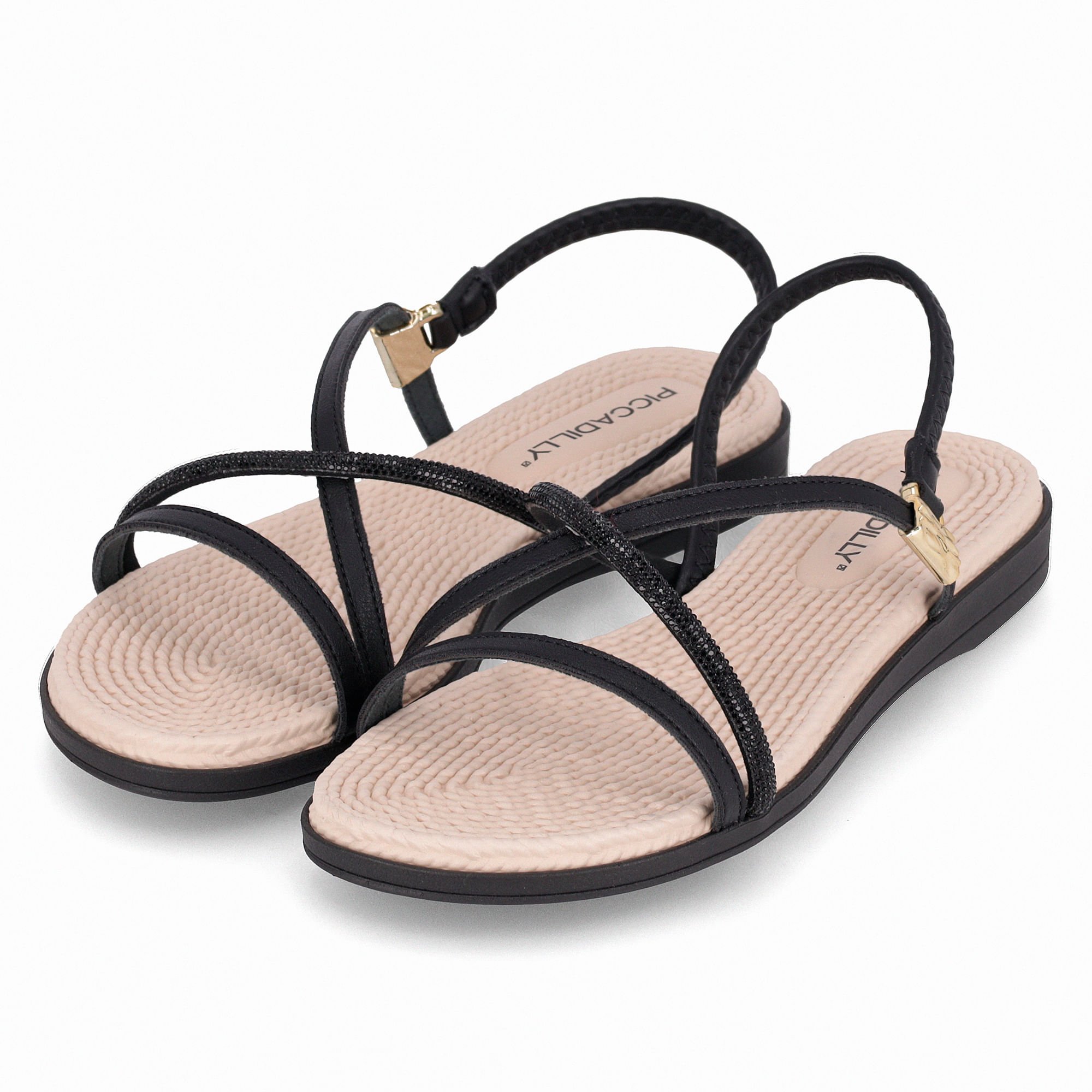 Sandália Rasteirinha Adla Preto Preto 2