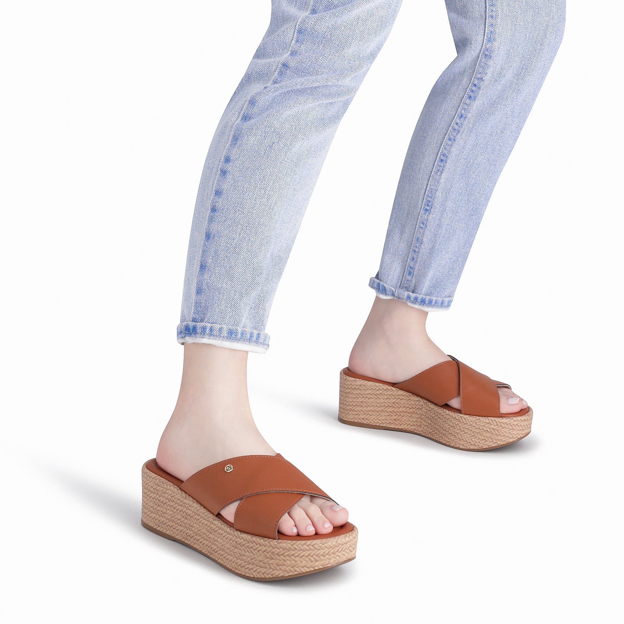 Tamanco Anabela Médio Ocre Marrom 3