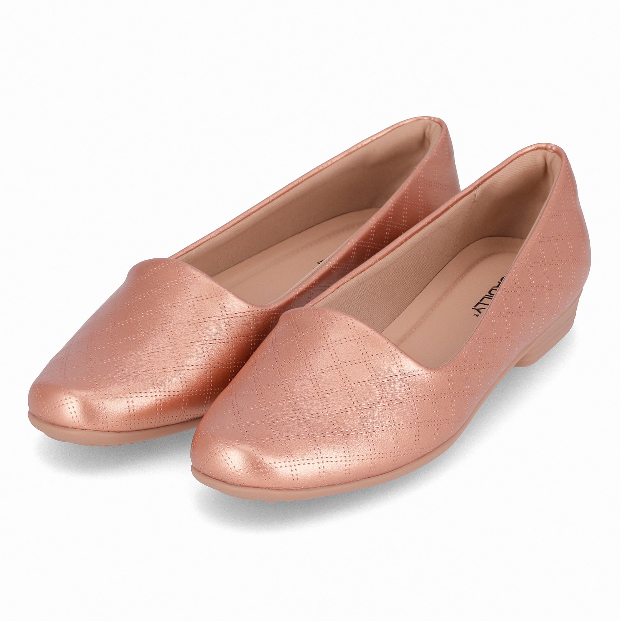 Sapatilha Raquel Salto Baixo Ouro Rosado Rose Gold 2