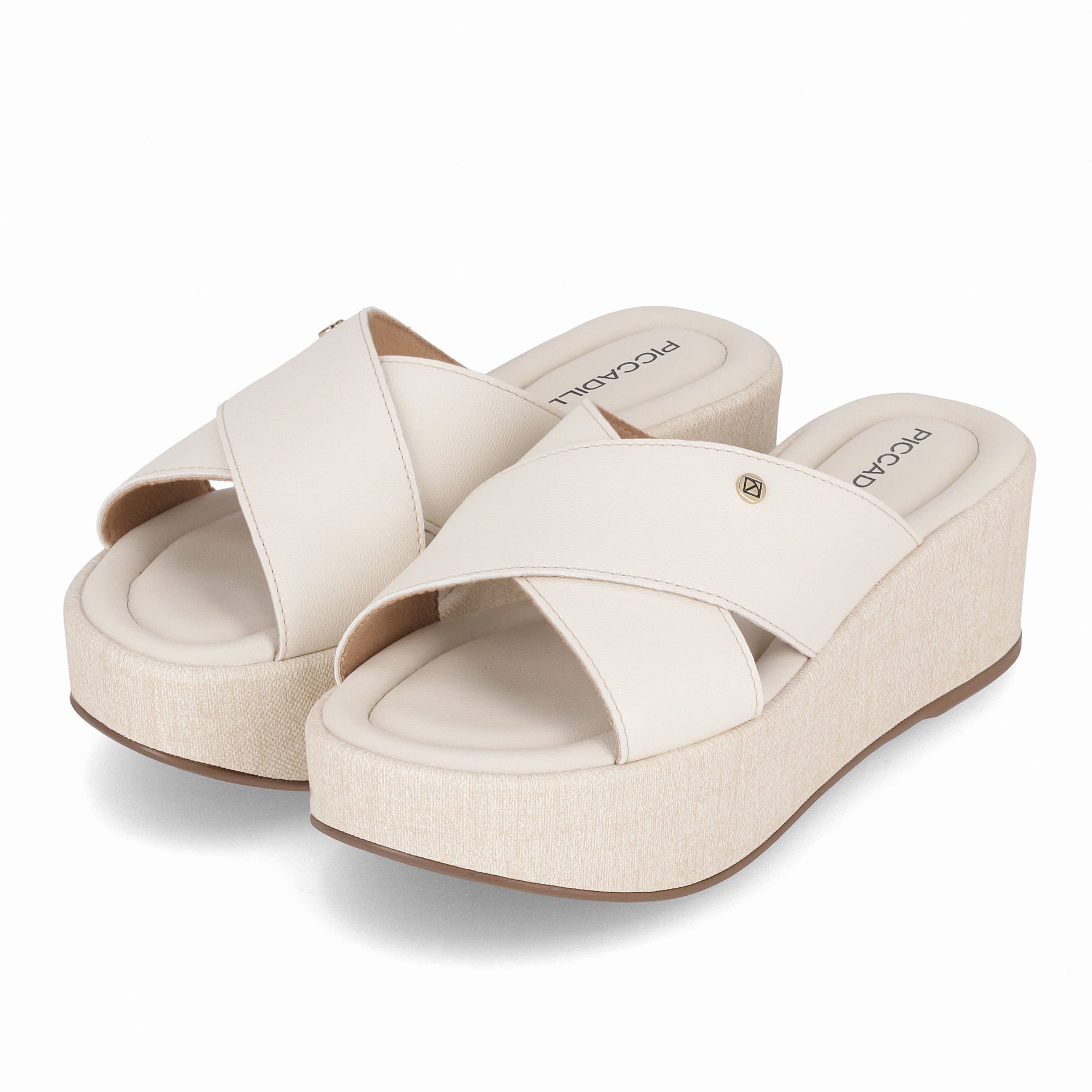 Tamanco Leia Anabela Médio Off White Branco 2