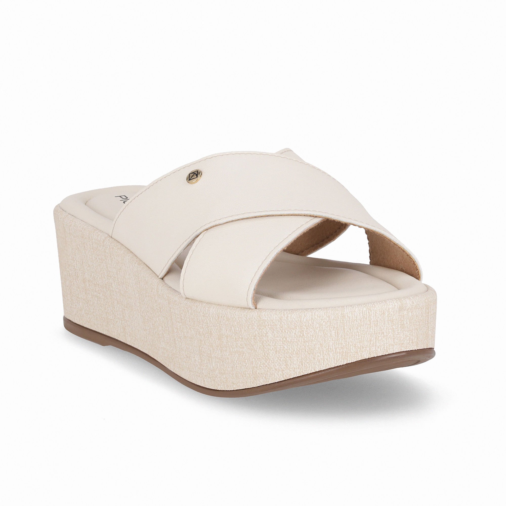 Tamanco Leia Anabela Médio Off White Branco 3