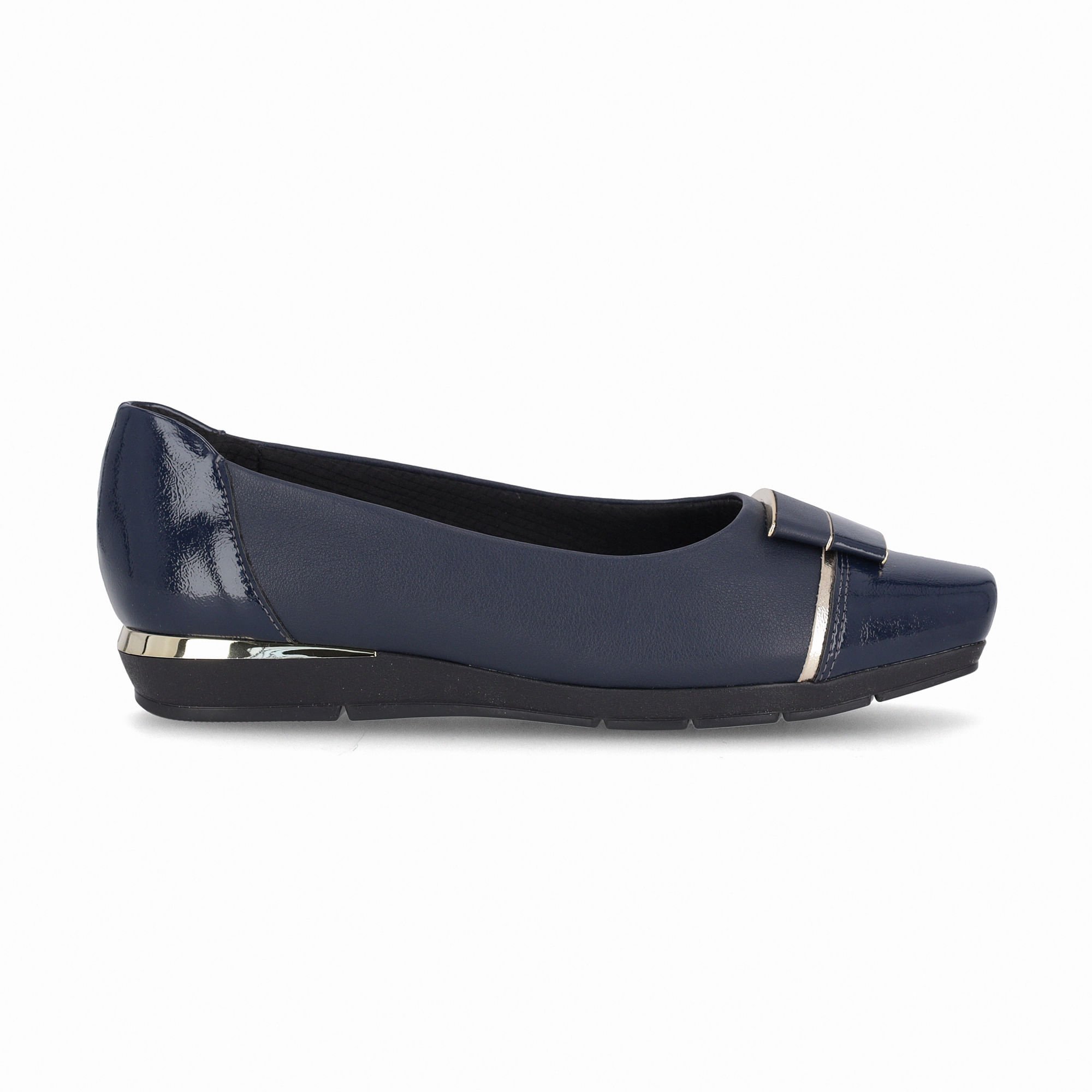 PICCADILLY MAXI - Sapatilha Fernanda Salto Baixo Navy com Ouro Azul Marinho 1