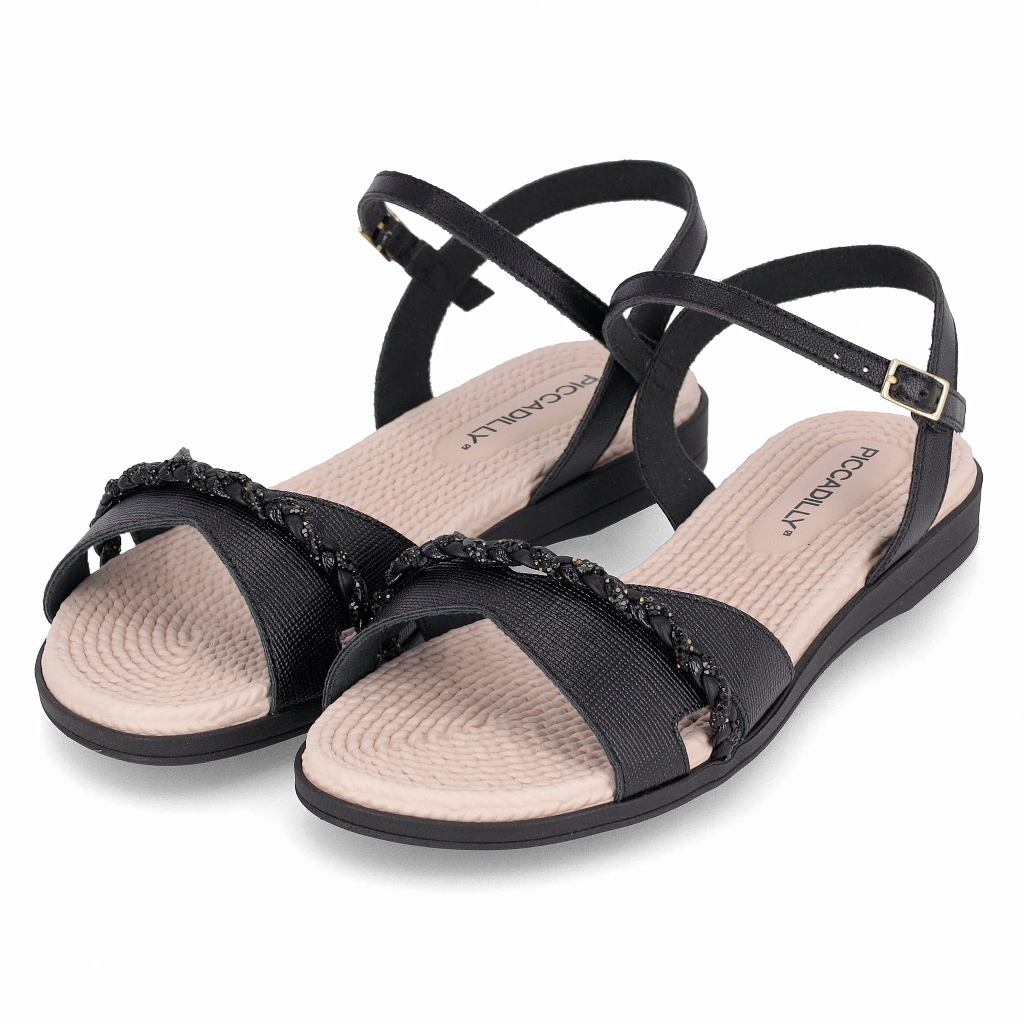 Sandália Rasteirinha Adla Preto Preto 2