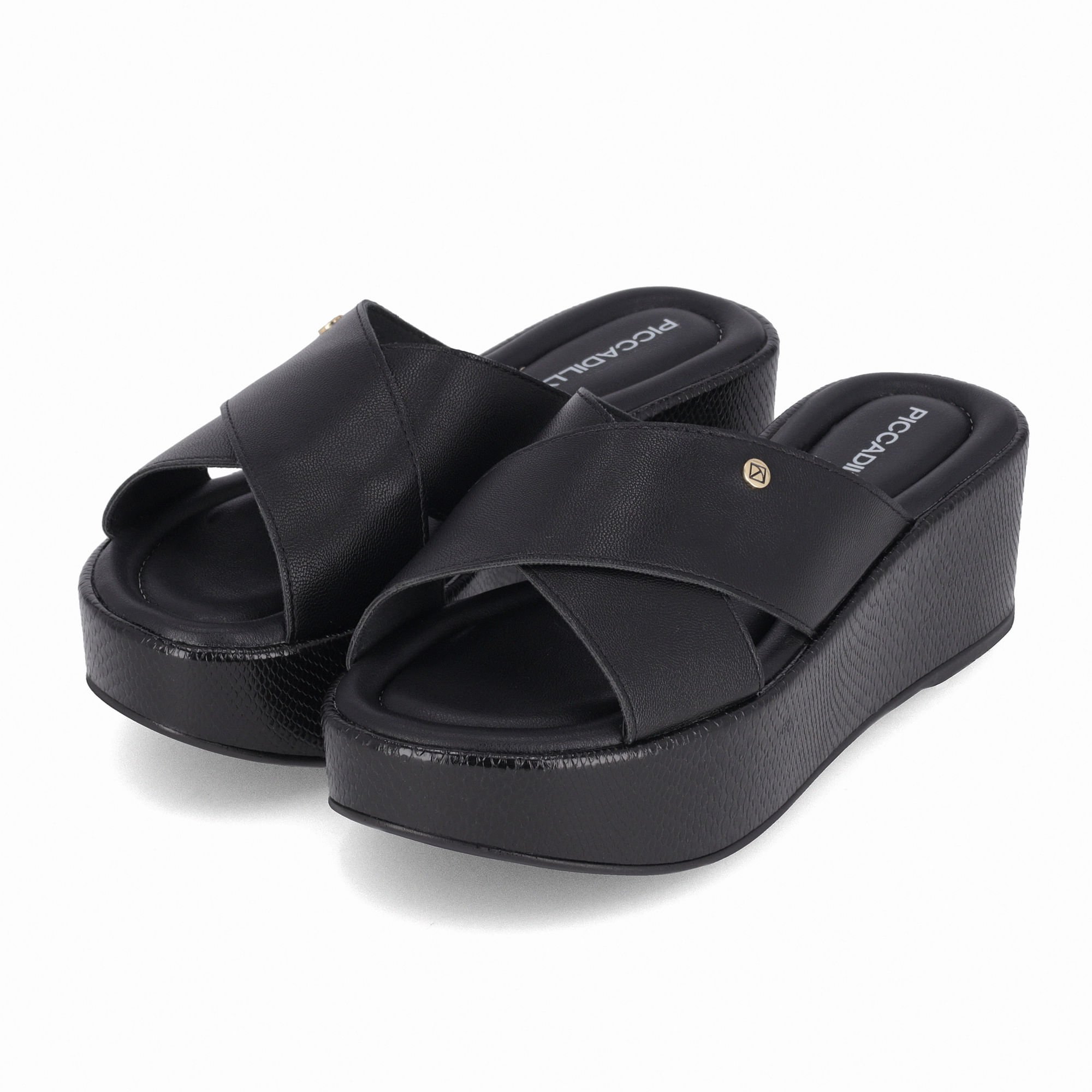 Tamanco Leia Anabela Médio Preto Preto 2