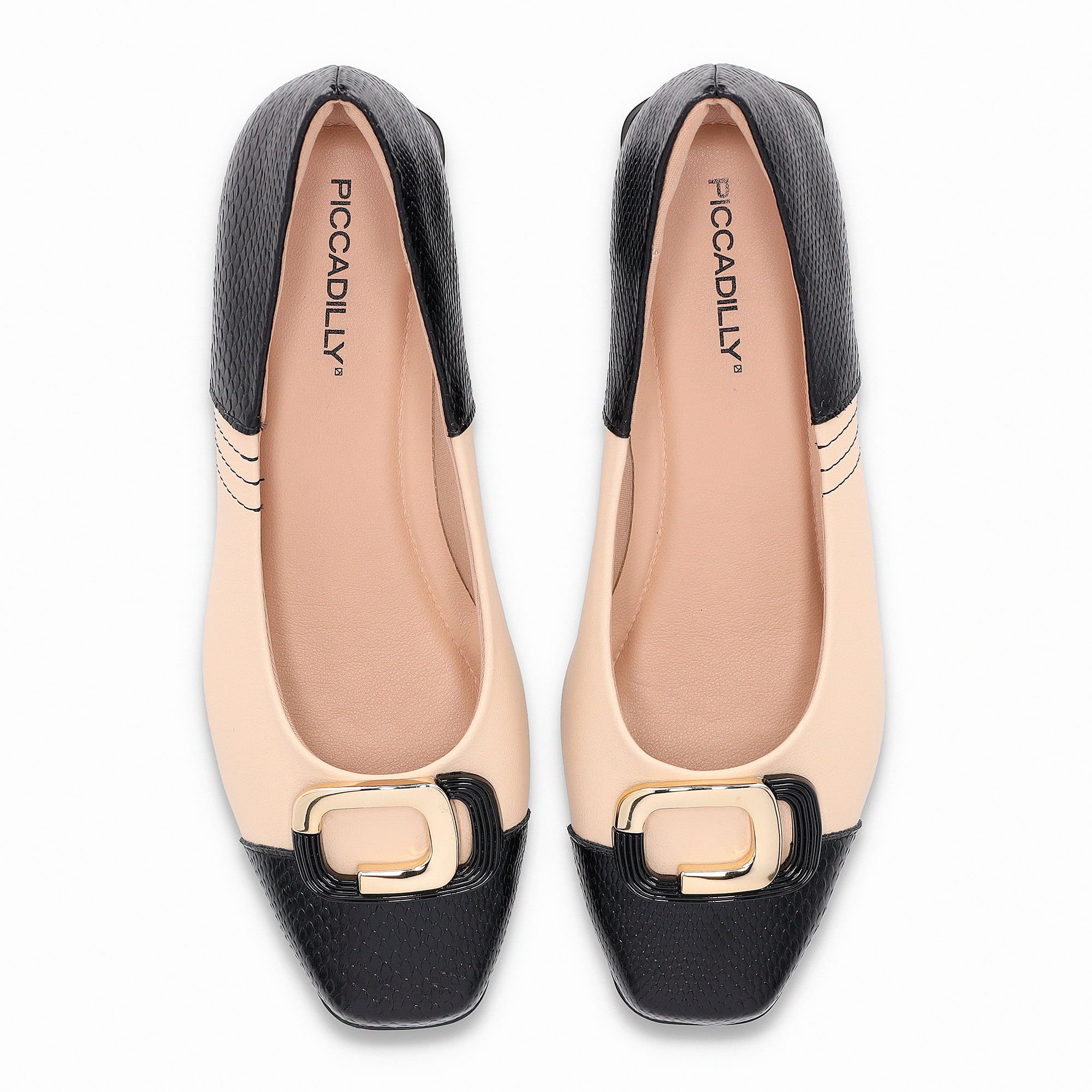 Scarpin Tati Salto Médio Preto com Brule Preto/Bege 5