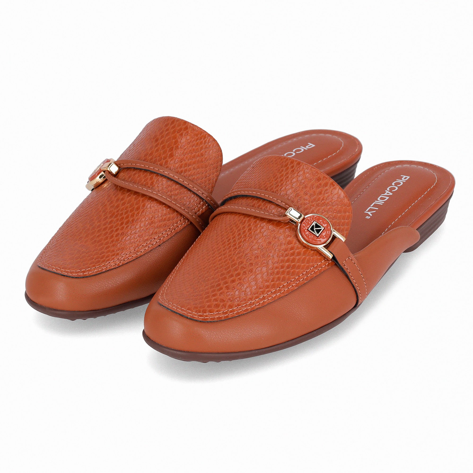 Mule Raquel Salto Baixo Ocre Marrom 2