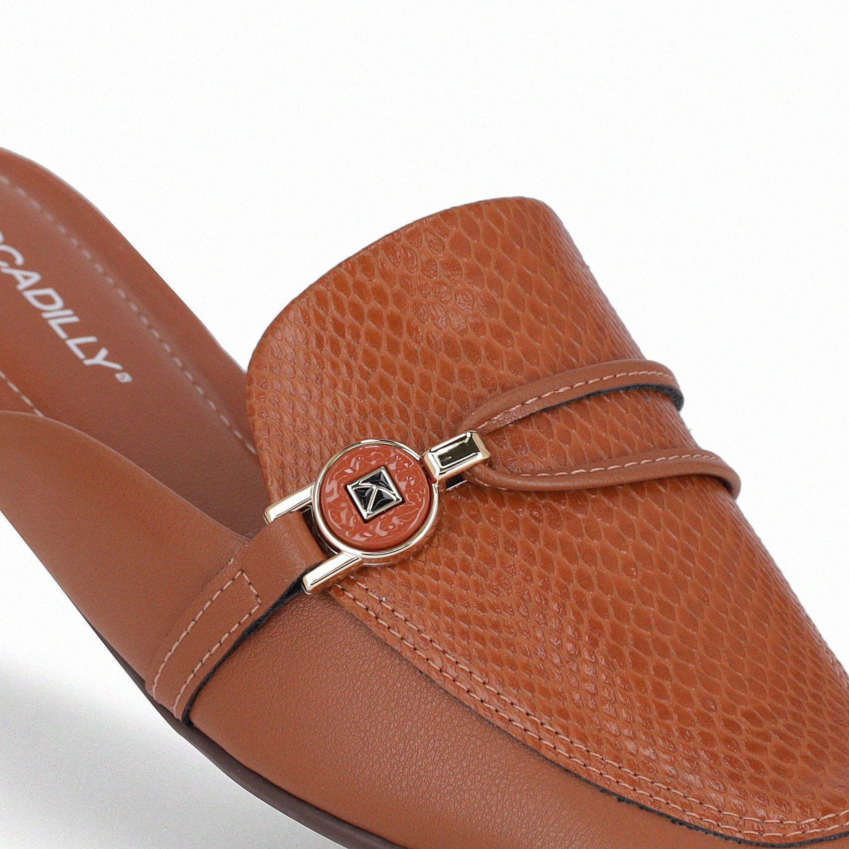 Mule Raquel Salto Baixo Ocre Marrom 4