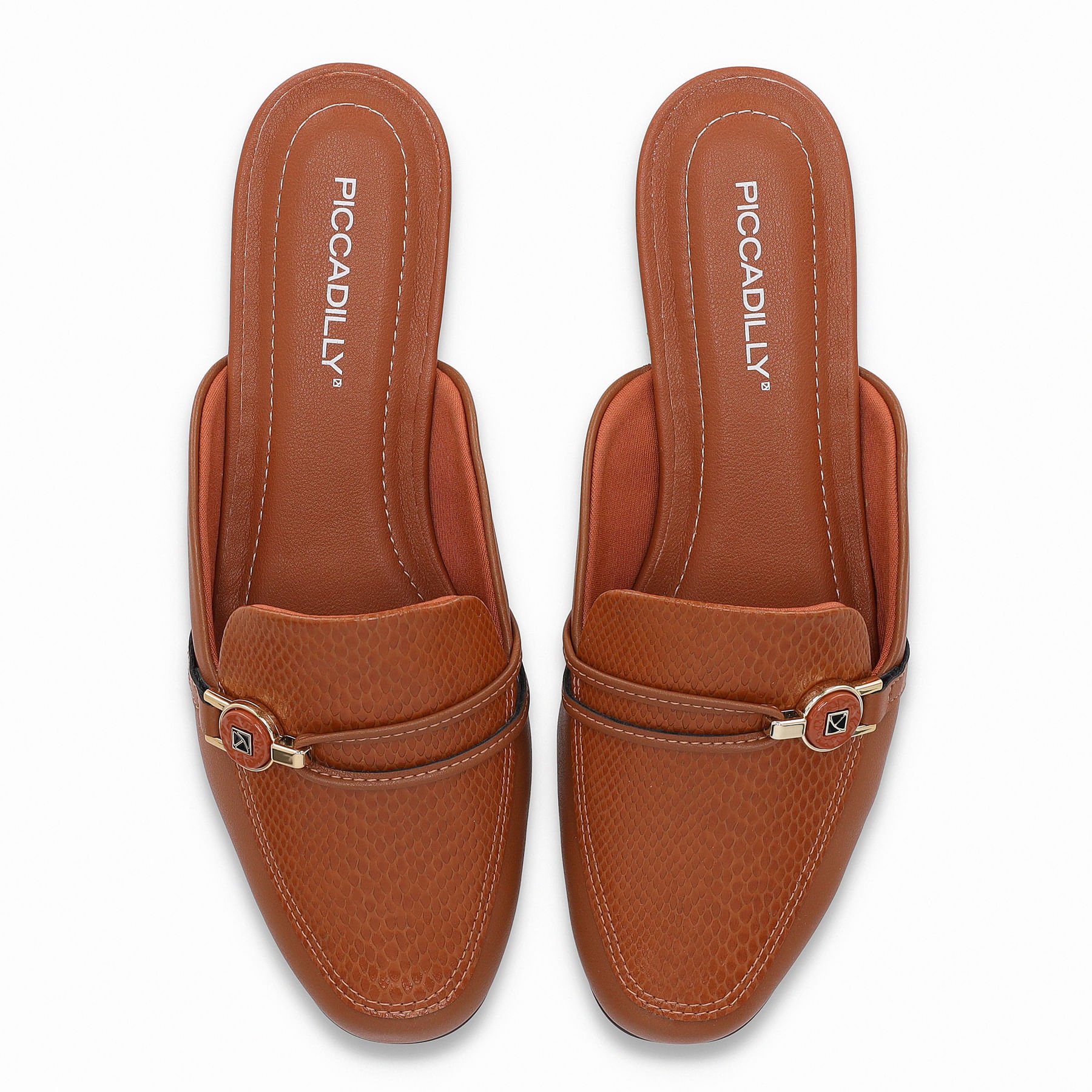 Mule Raquel Salto Baixo Ocre Marrom 5