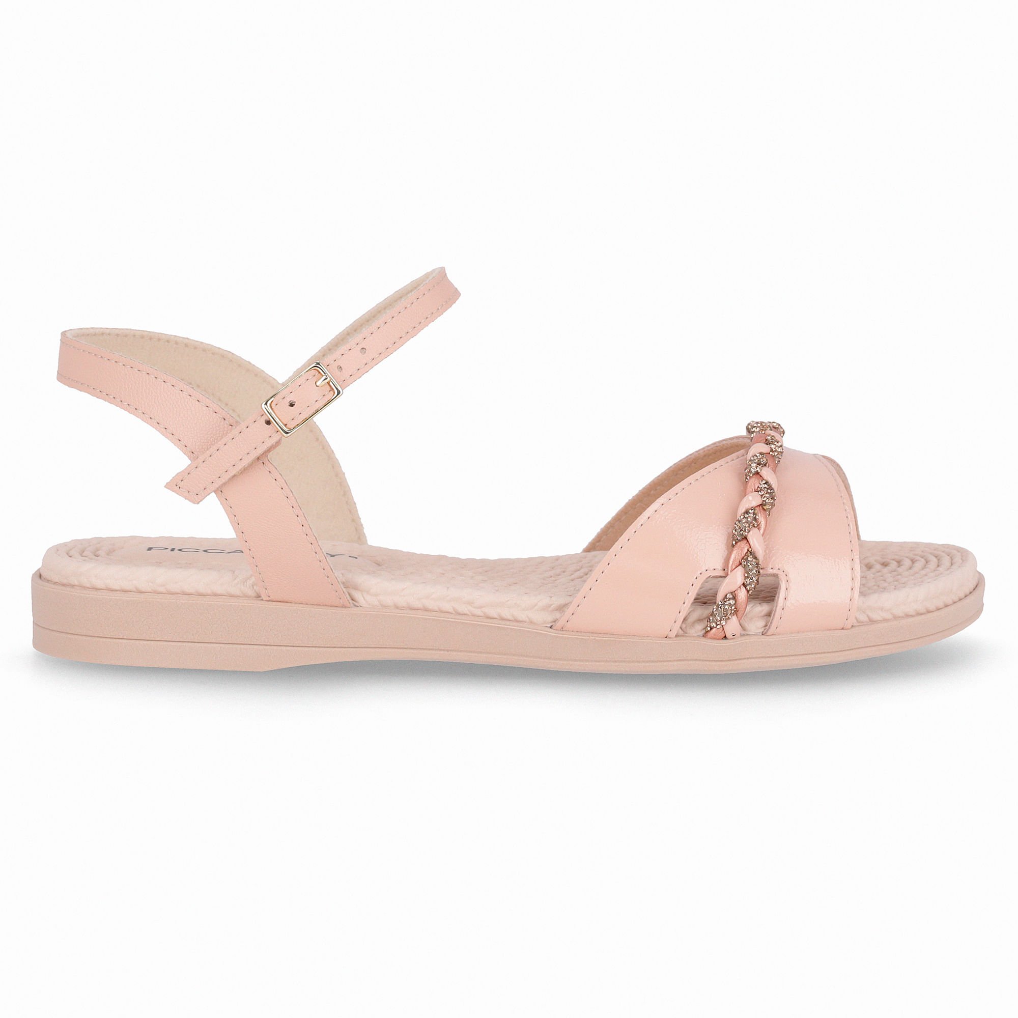 Sandália Rasteirinha Adla Rose com Ouro Rosado Rosa 1