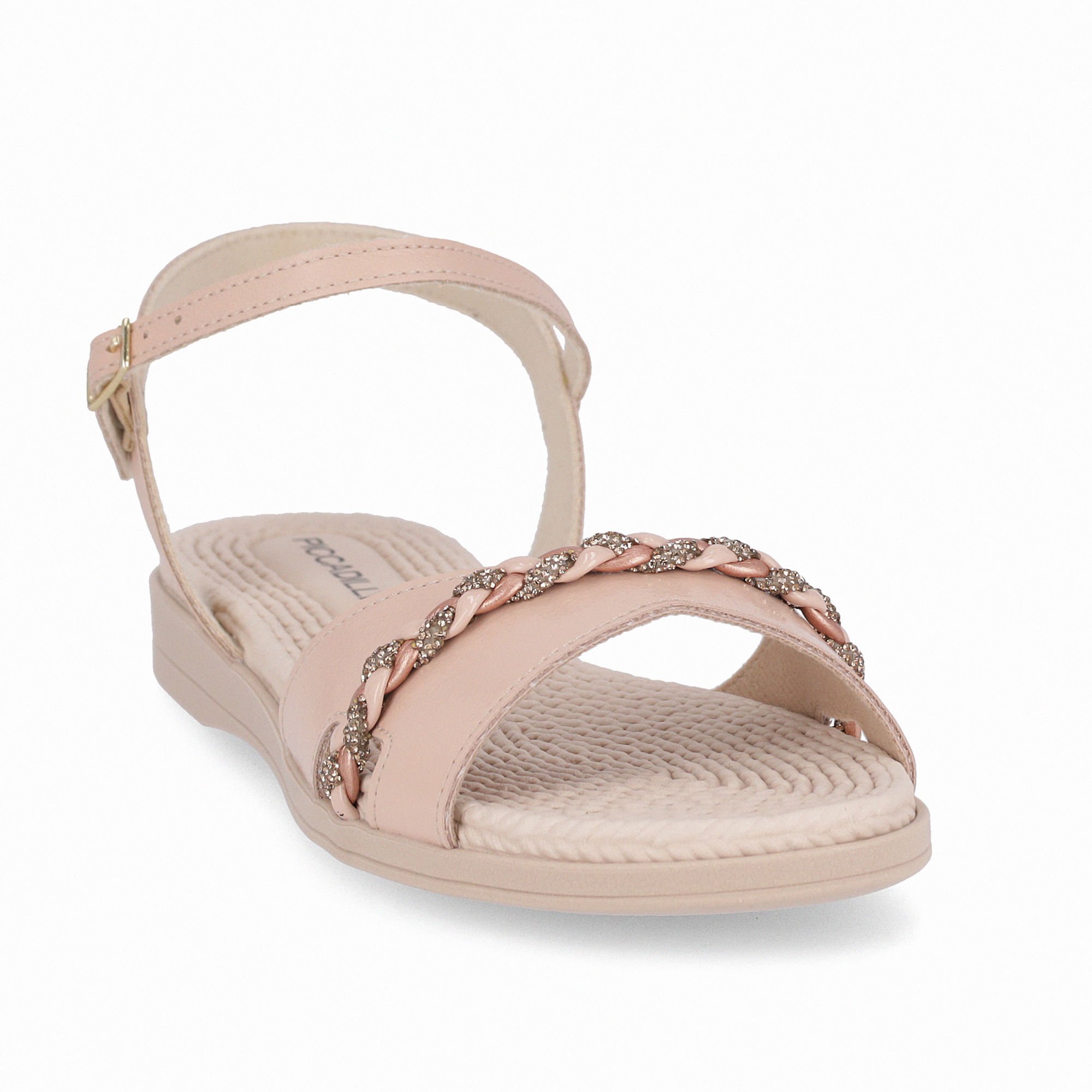 Sandália Rasteirinha Adla Rose com Ouro Rosado Rosa 2