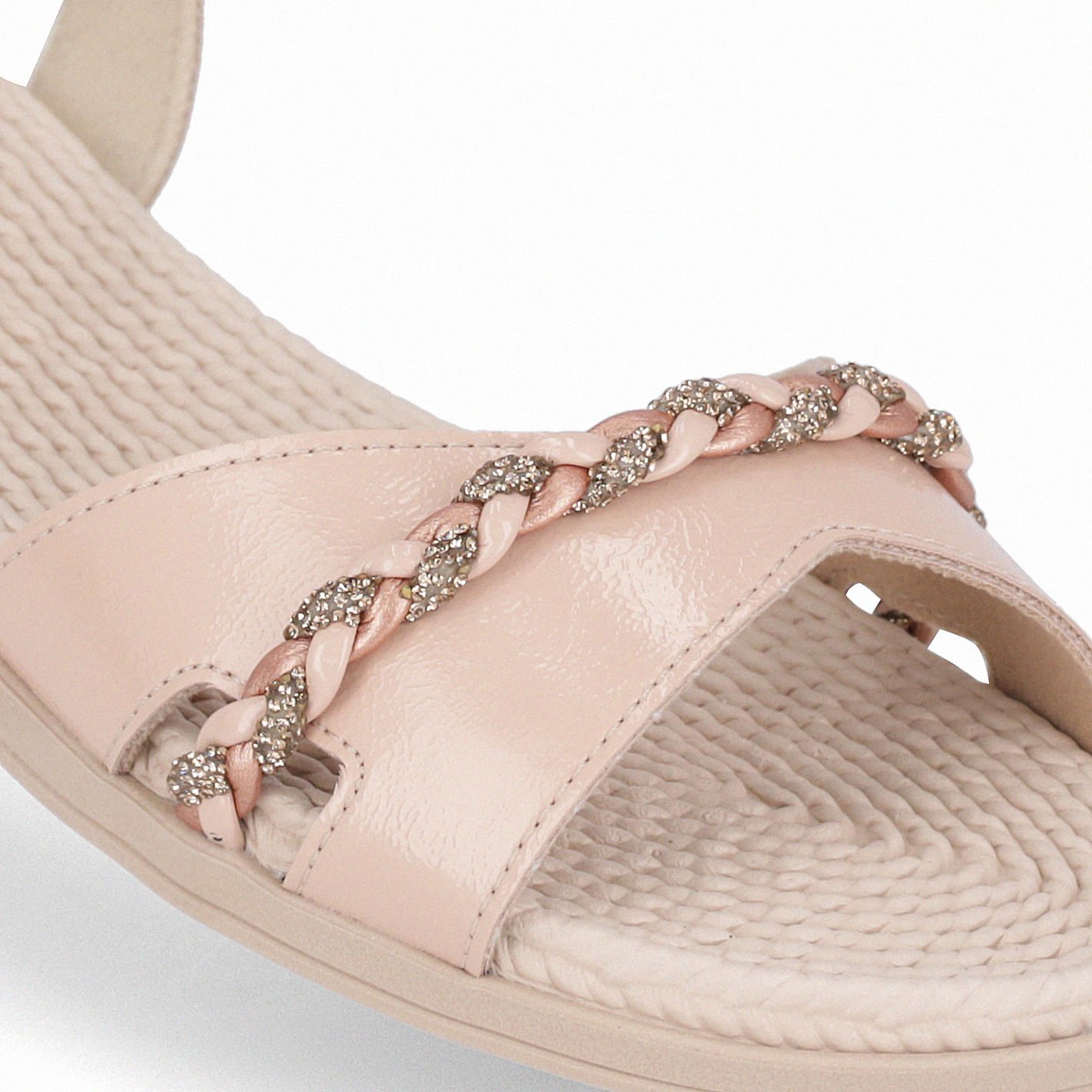 Sandália Rasteirinha Adla Rose com Ouro Rosado Rosa 3