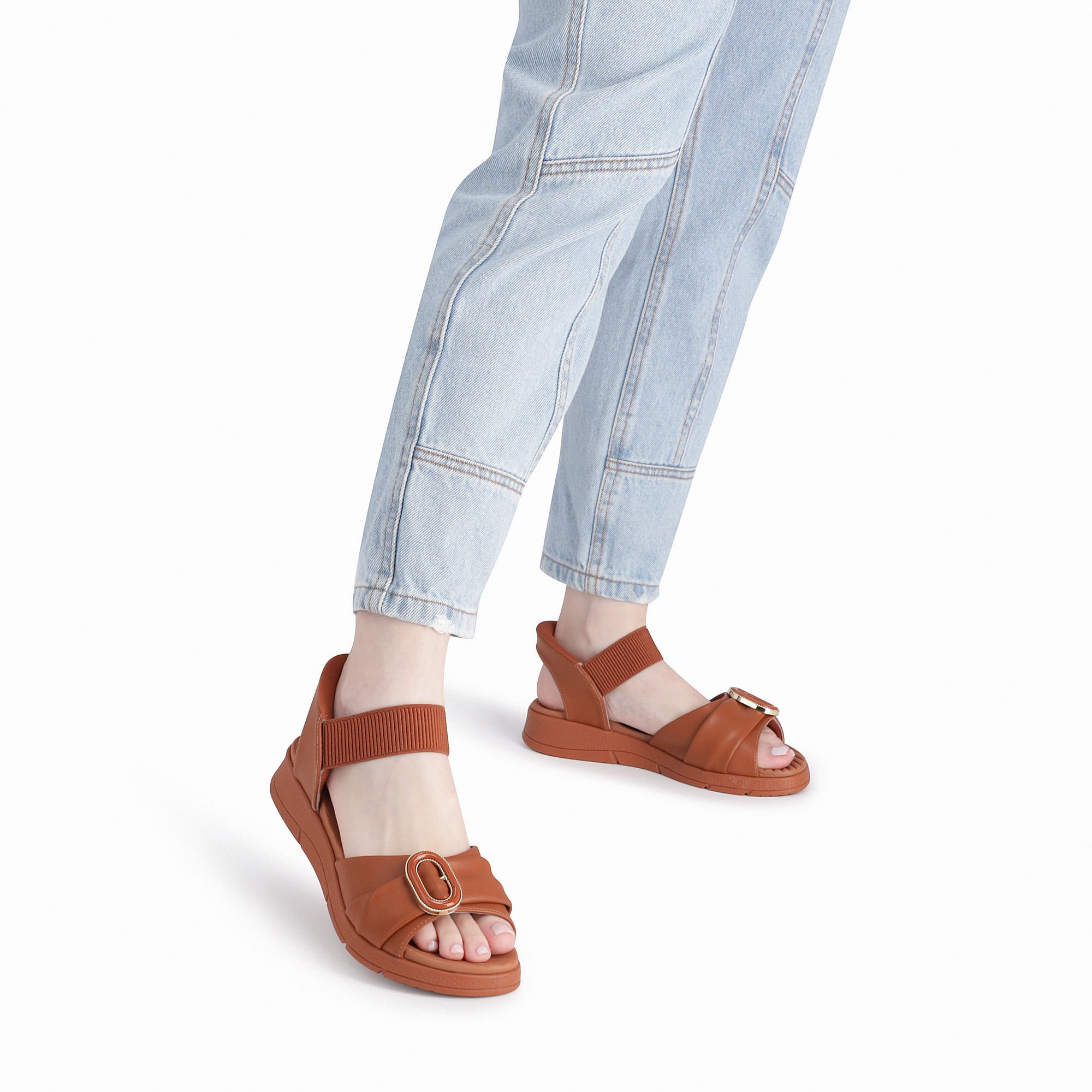 Papete SlipFit Anabela Médio Ocre Marrom 3