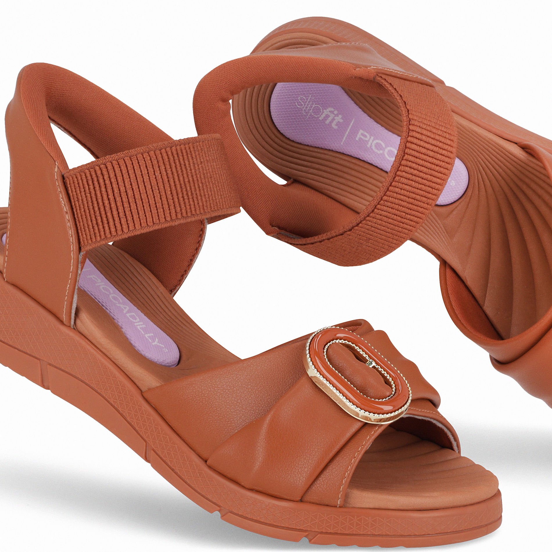 Papete SlipFit Anabela Médio Ocre Marrom 5