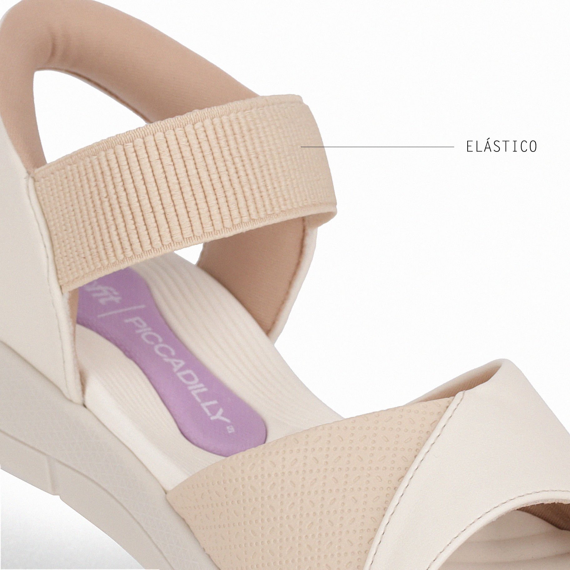 Papete SlipFit Anabela Médio Off White com Brule Branco/Bege 4