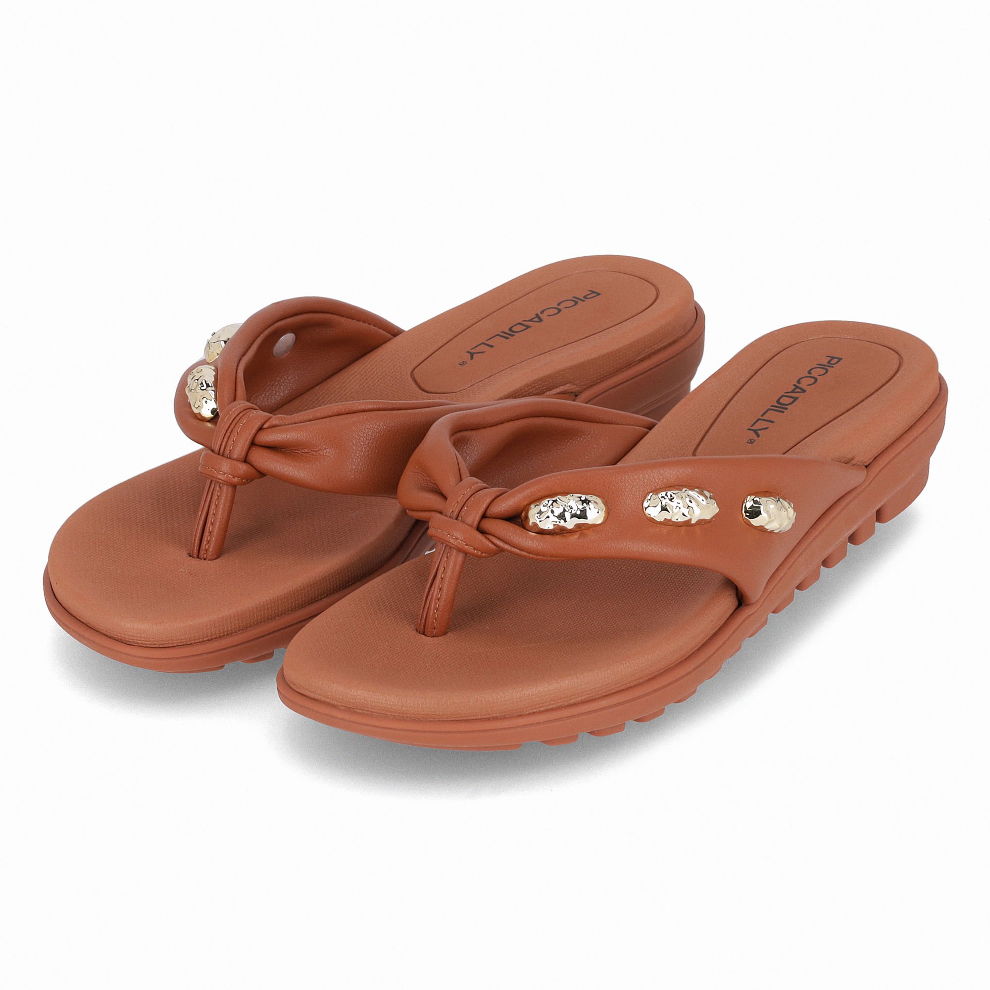 Chinelo Marli Salto Anabela Baixo Ocre Marrom 2